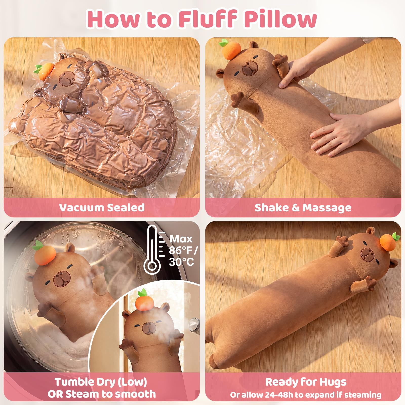 Mewaii 50CM Kuscheltier Capybara Plüschkissen Stofftiere Lang Plüschtier Ausgestopftes Tier Spielzeug Kuschelkissen Geschenk Plüschkissen Kinder Seitenschläferkissen Tier