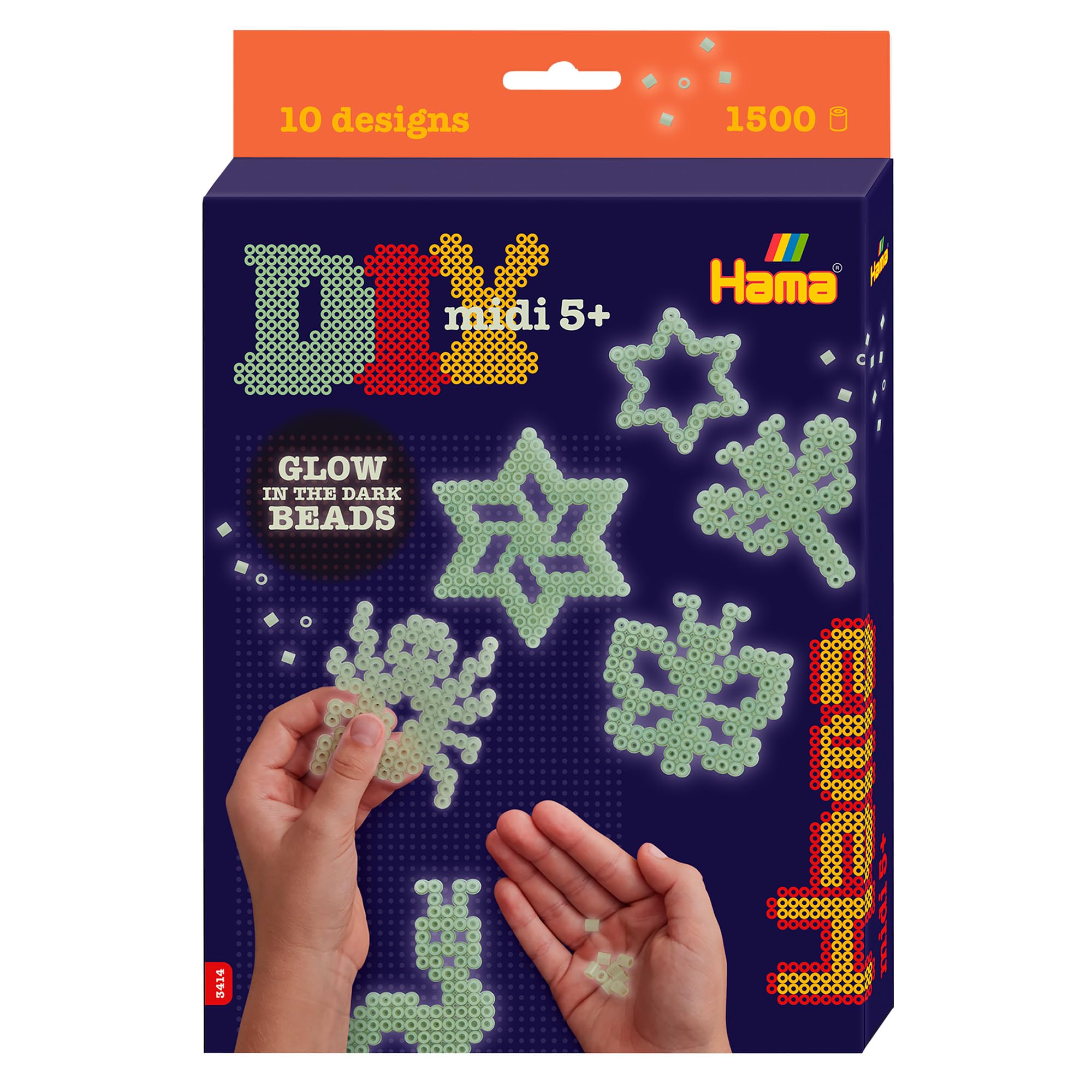 Glow in The Dark Beads | 1500 pcs, 3 Pegboards, Colour Printed Design Sheet, Instructions & Ironing Paper | Mosaic Decoration Arts & Craft for Creative Children