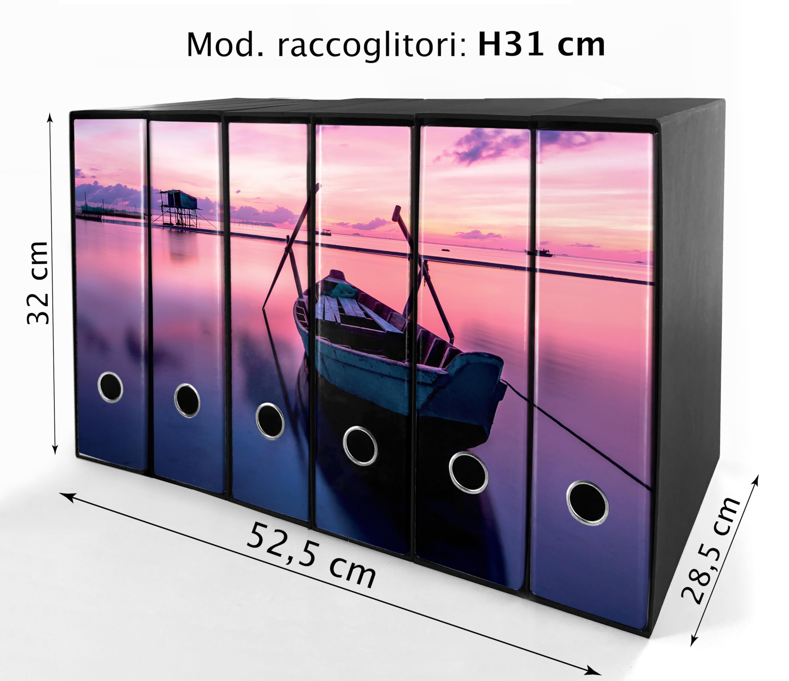 Set da 6 raccoglitori ad anelli - BARCA all' ALBA (H31 cm con 4 anelli)