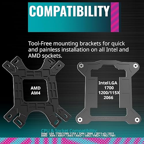 Miniatura 6 de Disipador edición Master Hyper 212 Black RGB, enfriador de aire para CPU, ventilador SF120R RGB, negro anodizado, aletas de níquel cepillado, 4