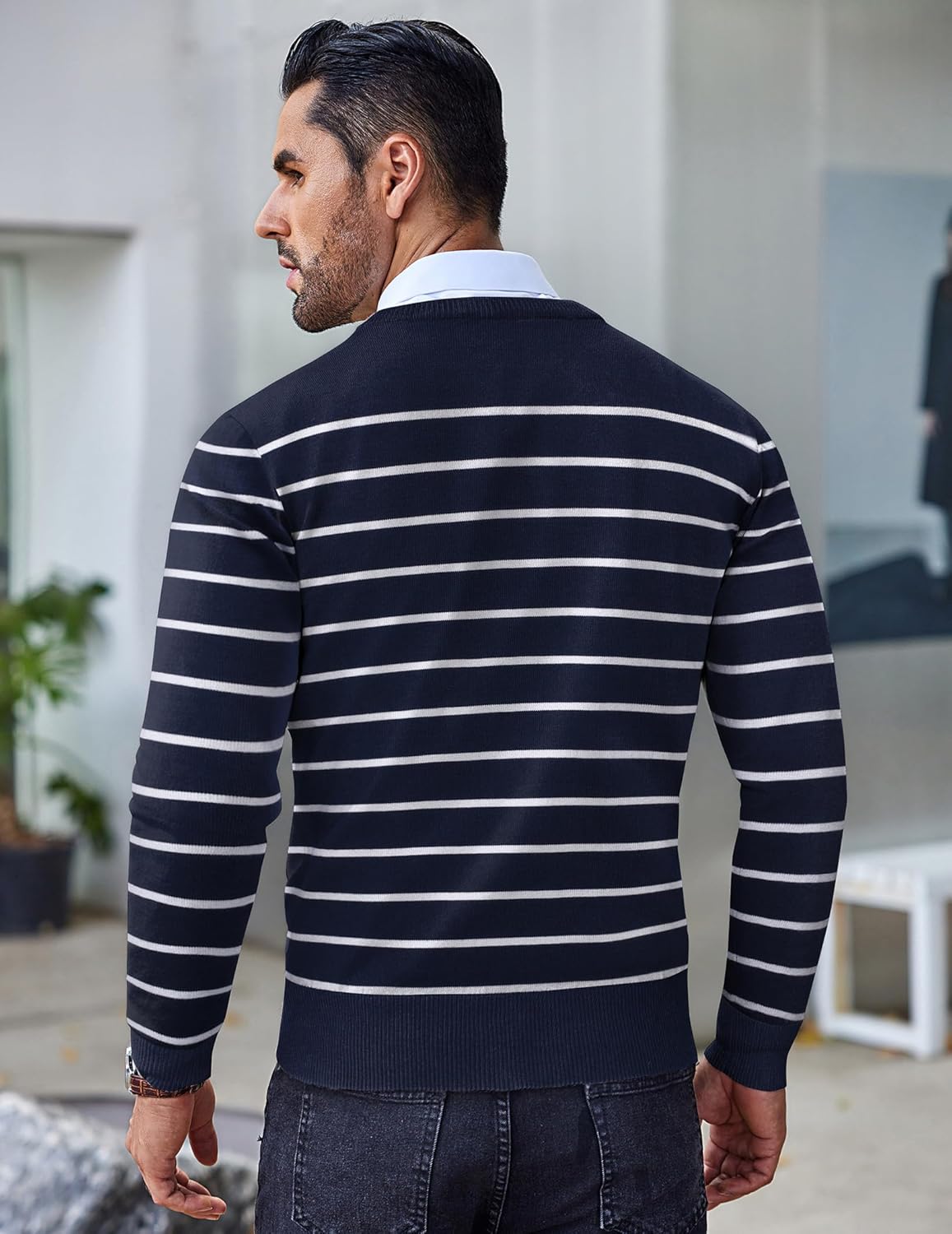 COOFANDY Men's Crew Neck Sweater Slim Fit Lightweight Sweatshirts Knitted Pullover for Casual Or Dressy Wear - Image 3