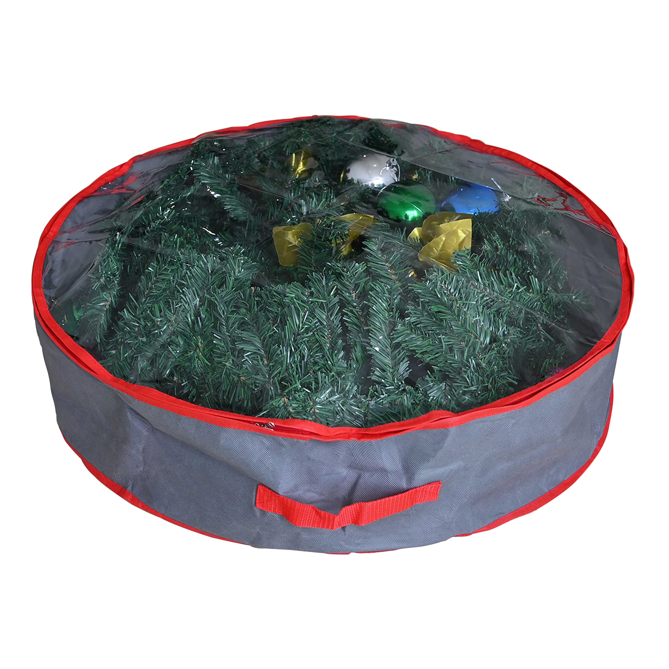 Ram Online Gray Ram® Heavy Duty Grey Christmas Xmas Wreath Storage Bag Decoration Case With Clear Zip 60Cm