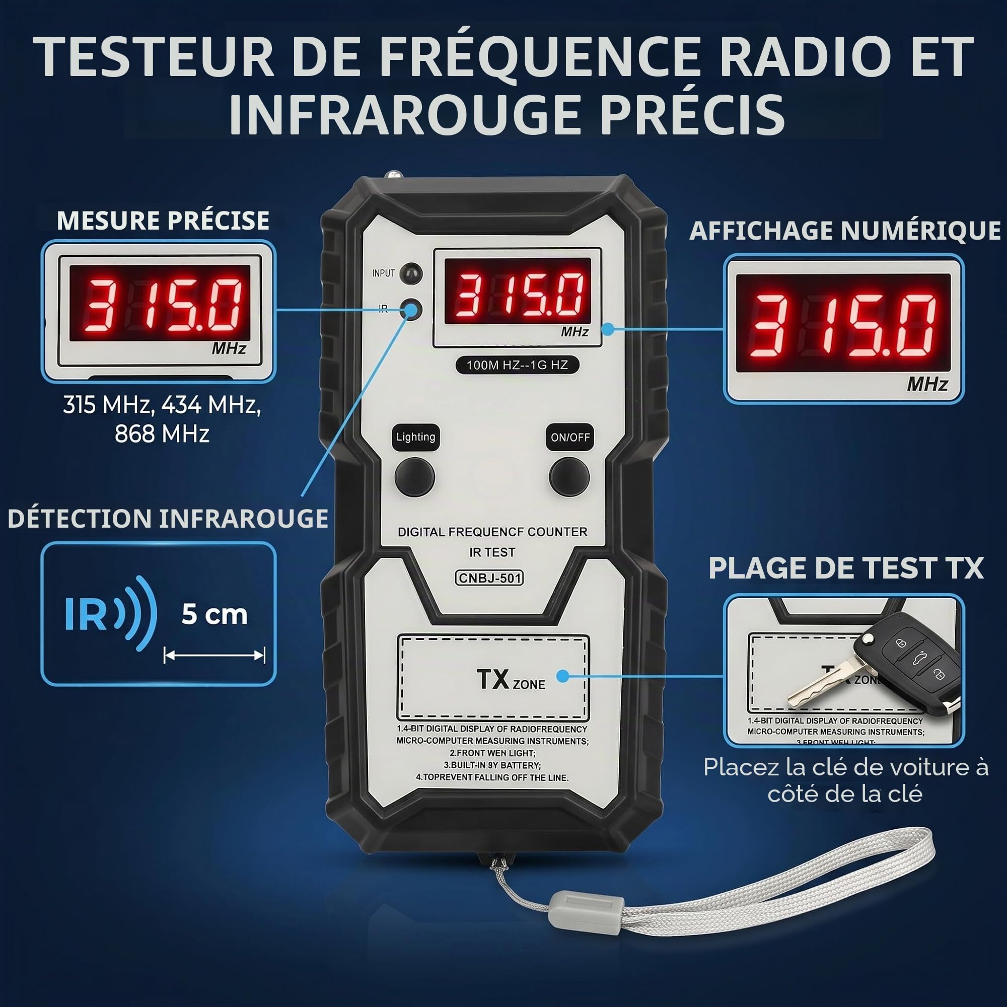 Testeur Fréquence Infrarouge 320-868MHz
