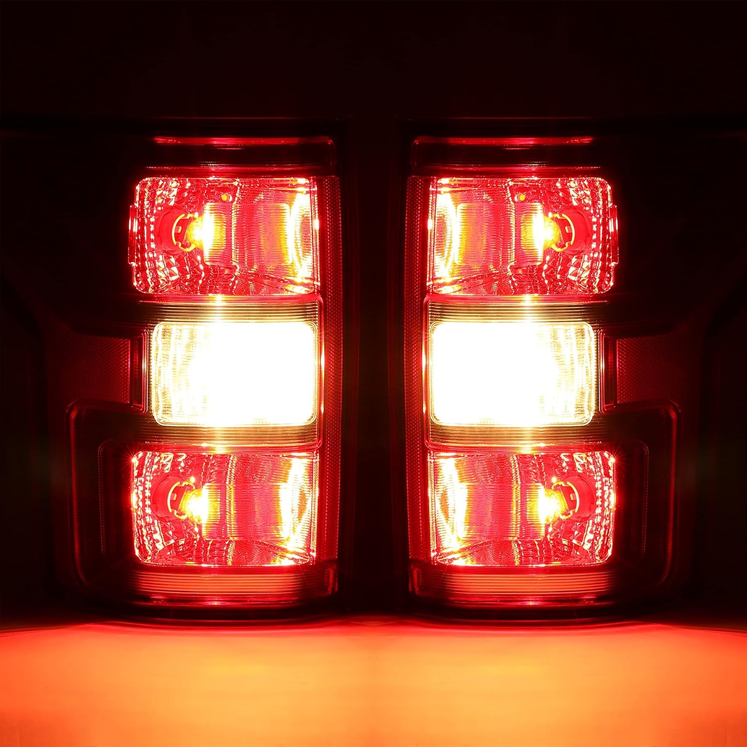 KUAFU Rear Tail Light with Bulbs Compatible with 2018-2020 Ford F-150 Replacement for JL3Z-13405-H JL3Z-13404-H FO2800265 FO2801265 Pair Taillights Red Lens Chrome Housing