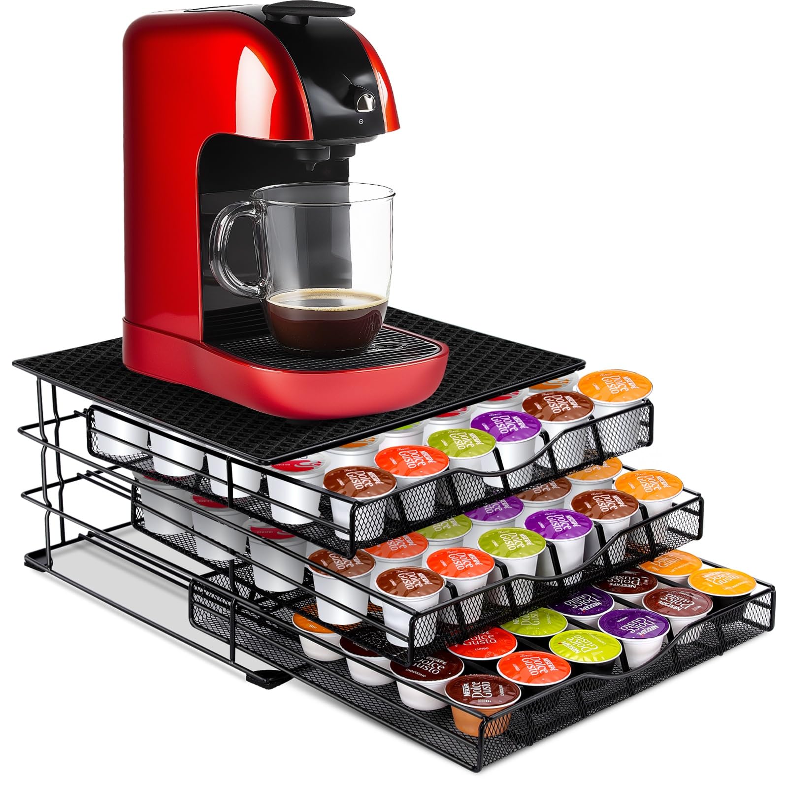 Porte-capsules Métallique Pour 40 Dosettes – Distributeur Tiroir Pour Machine à Café, Gain De Place