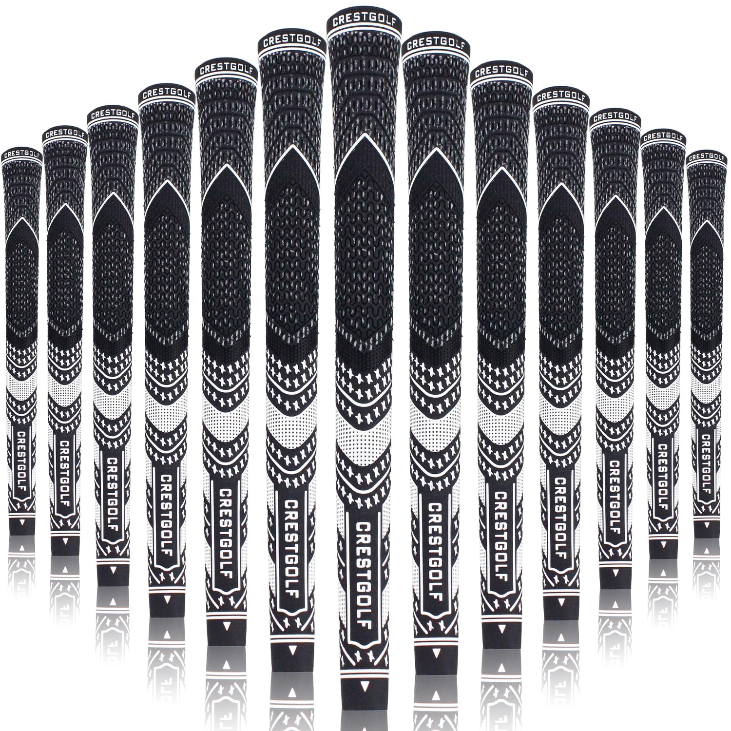 CRESTGOLF Golfgriffe Aktualisierte Multi-Compound-Golfgriffe für Golfschläger, Golf Grips Set mit 13 Stück, mehr rutschfest, ökologische Baumwollgarn-Faden-Technologie, mittlere oder Standard-Größe