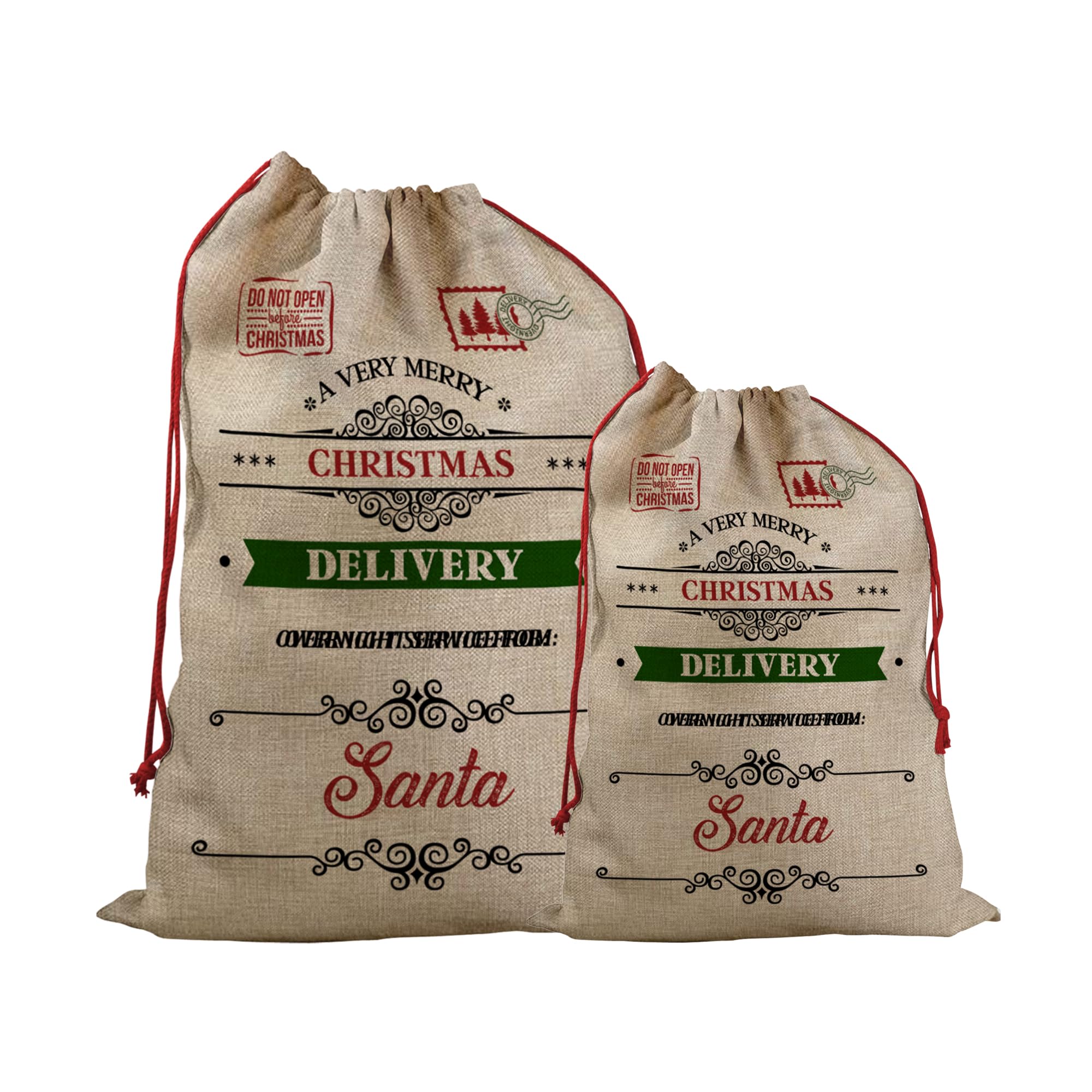 Print Maniacs Large Personalised Santa Sack Father Bag Xmas Canvas Burlap Stocking Secret Special Delivery Naughty (50cm x 66cm, No Name - Burlap)