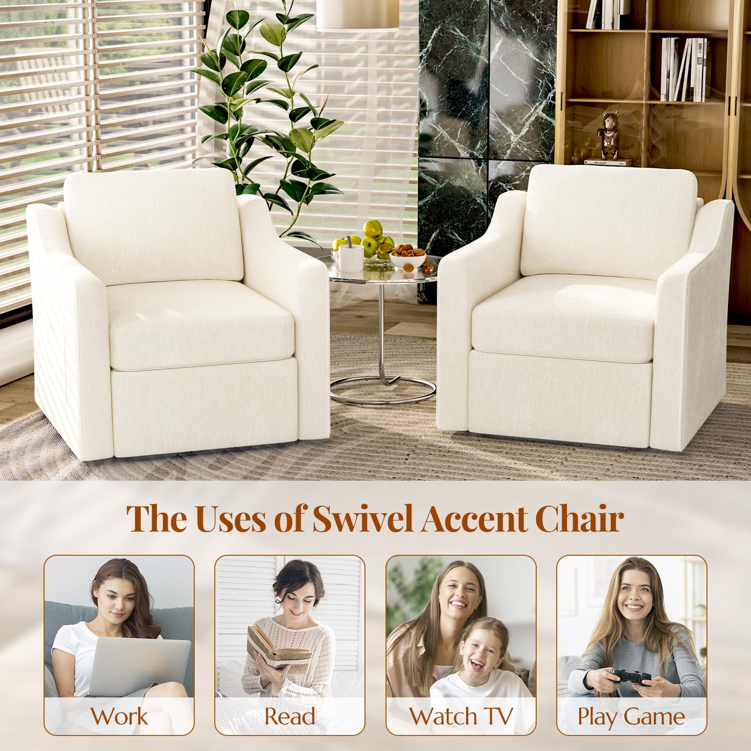 Best Upholstered Swivel Chair 2026 1 LegacyAmerhomeDirect 360° Swivel Accent Chair Set of 2, Large Comfy Reading Chai — product photo