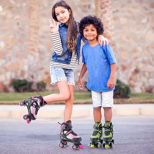 Miniatura 6 de SULIFEEL Patines de ruedas para niñas y niños, 4 tamaños ajustables de cuatro tamaños con ruedas iluminadas, patines seguros y divertidos, el mejor