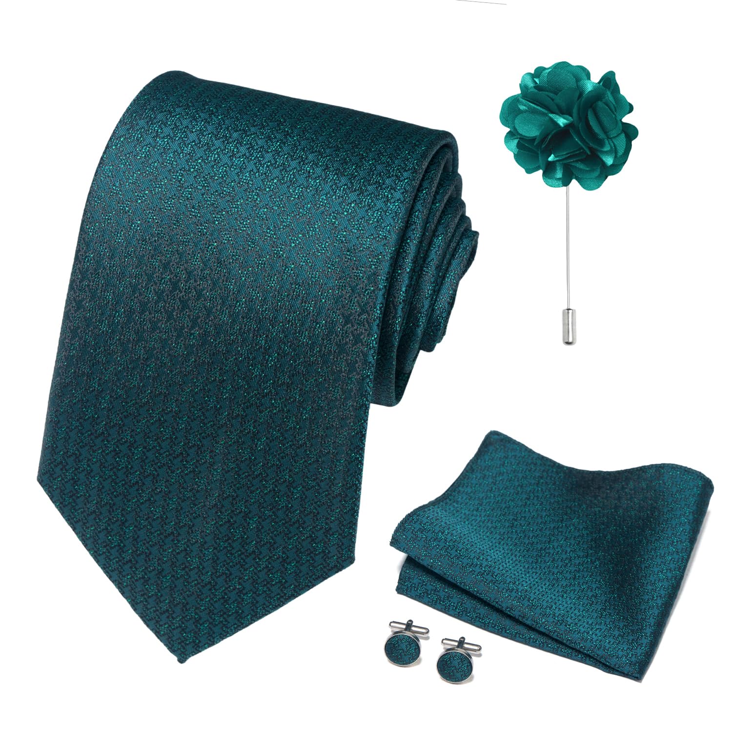joy alice 70 Colors Ties Set Men Mixed Color Necktie Handkerchief Cufflinks Brooch 3.15 Formal