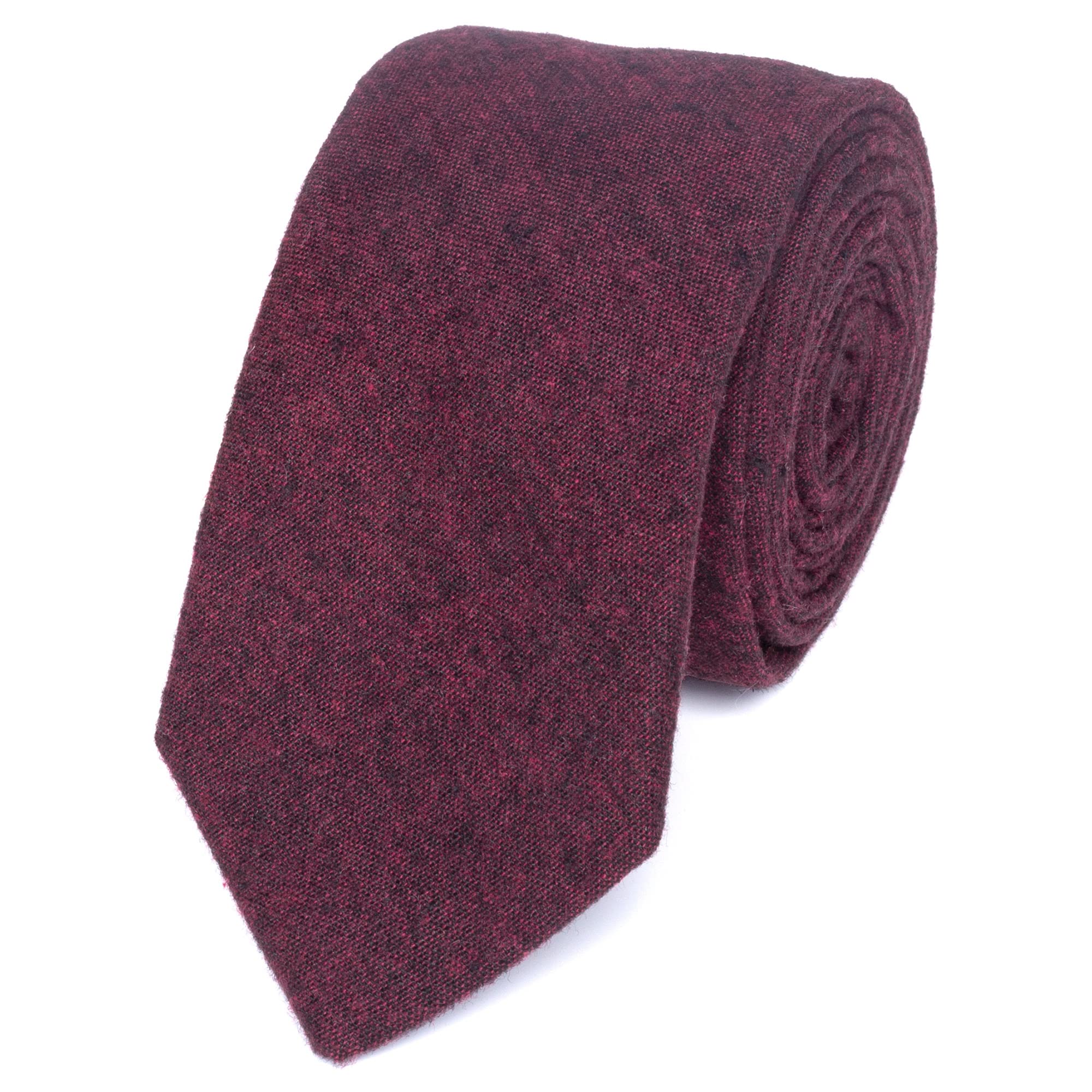 DB Dickie Bow Men's Luxury Cotton Skinny Neck Tie (Burgundy) - suitable for formalwear, office, weddings, parties, grooms & groomsmen outfits