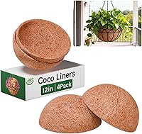 Vista 12 de Halatool 2 forros redondos de coco de 8 pulgadas, 100% fibra de coco natural para macetas, flores, verduras