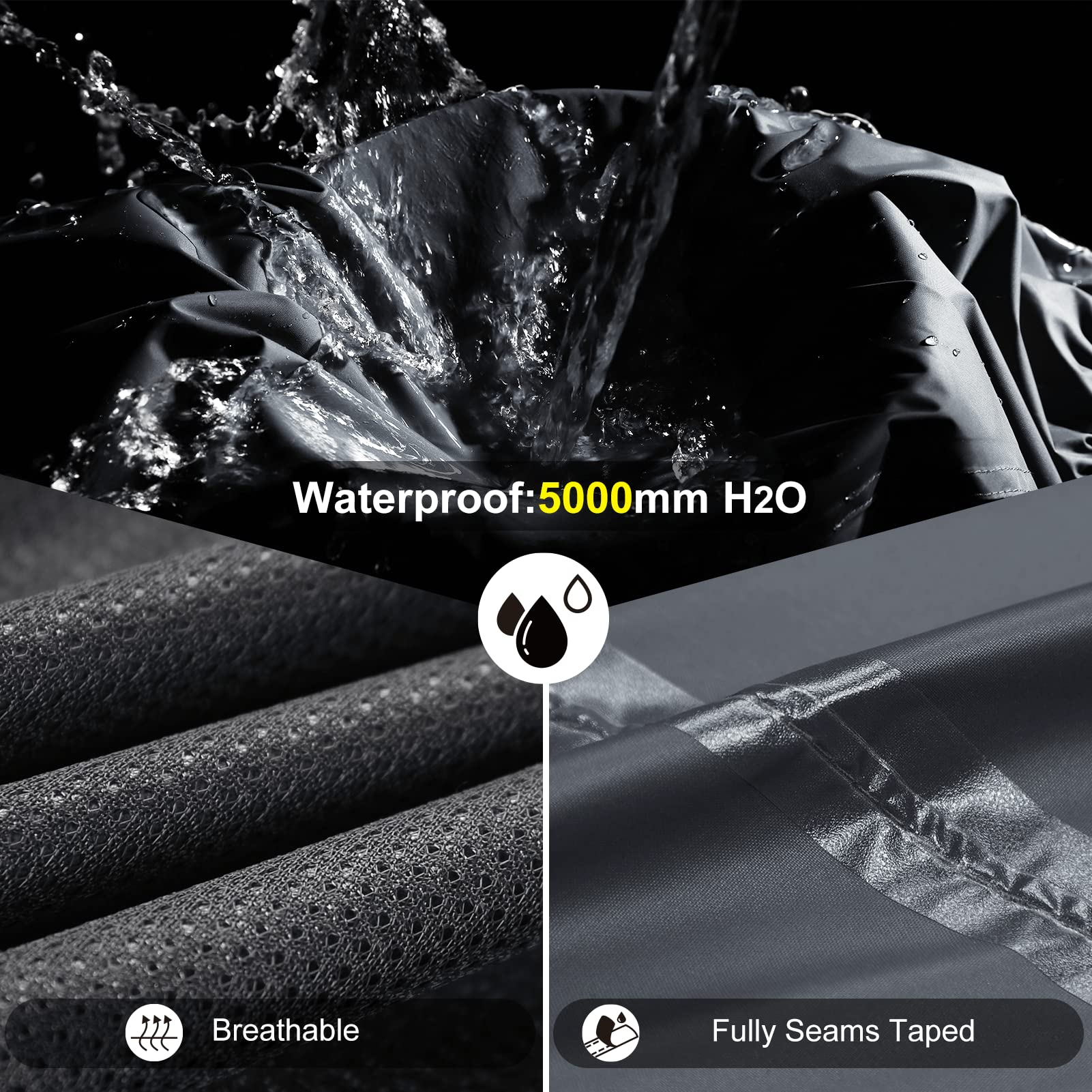 Outdoor Ventures Pantalones de lluvia para mujer, impermeables, transpirables, forrados, resistentes al viento, para senderismo, bicicleta, gris oscuro, 44