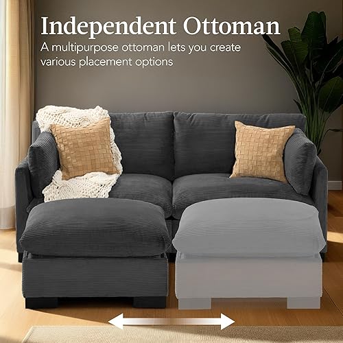 Miniatura 4 de Best Choice Products Sofá biplaza modular de 82 pulgadas con parte superior acolchada, sofá modular de asiento profundo con otomana de