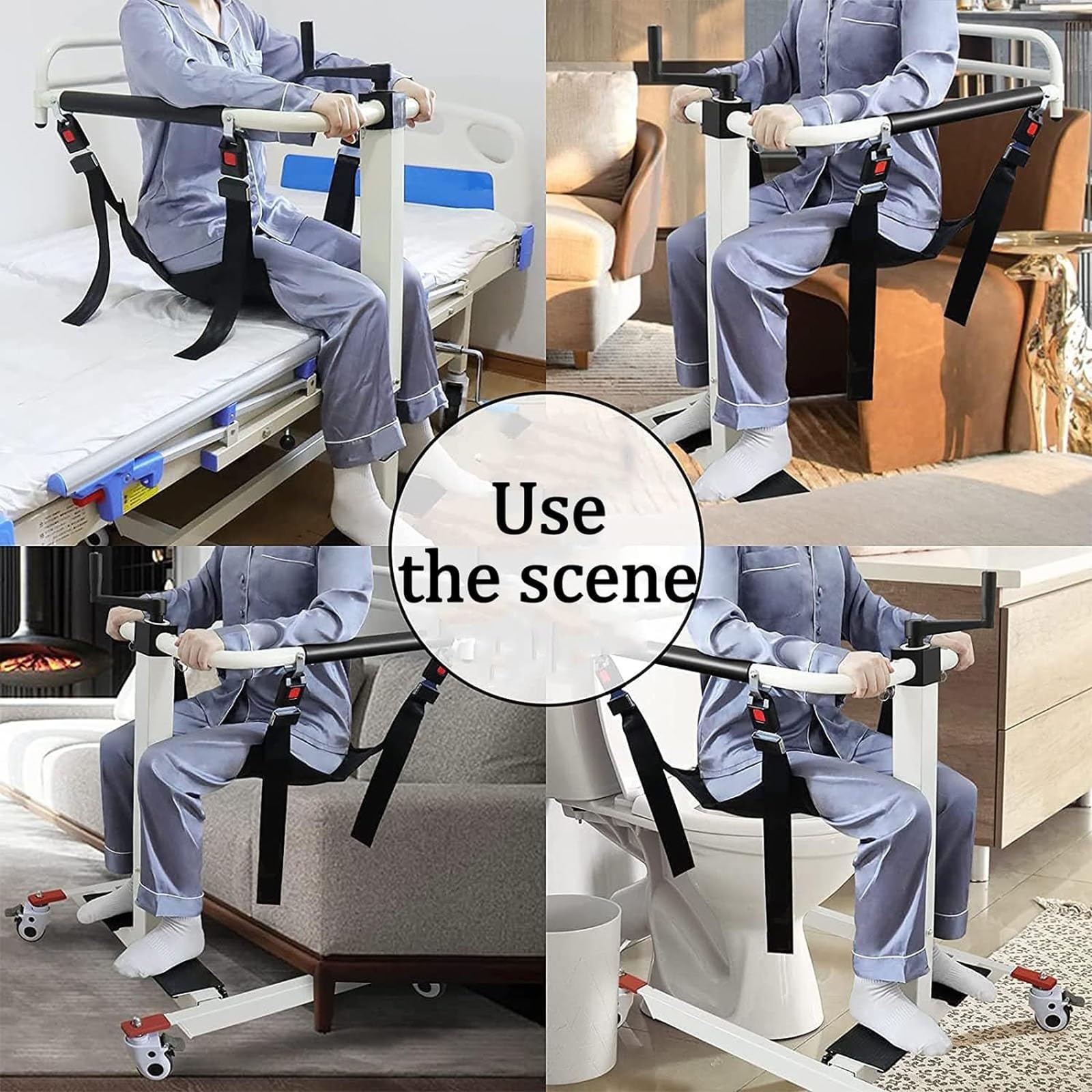 Silla de transferencia de elevación para pacientes, Elevador para Silla De Ruedas Grúa para Elevación Y Traslado De Pacientes Reposapiés Abatibles Ajustables en Altura para Ancianos Discapacitados
