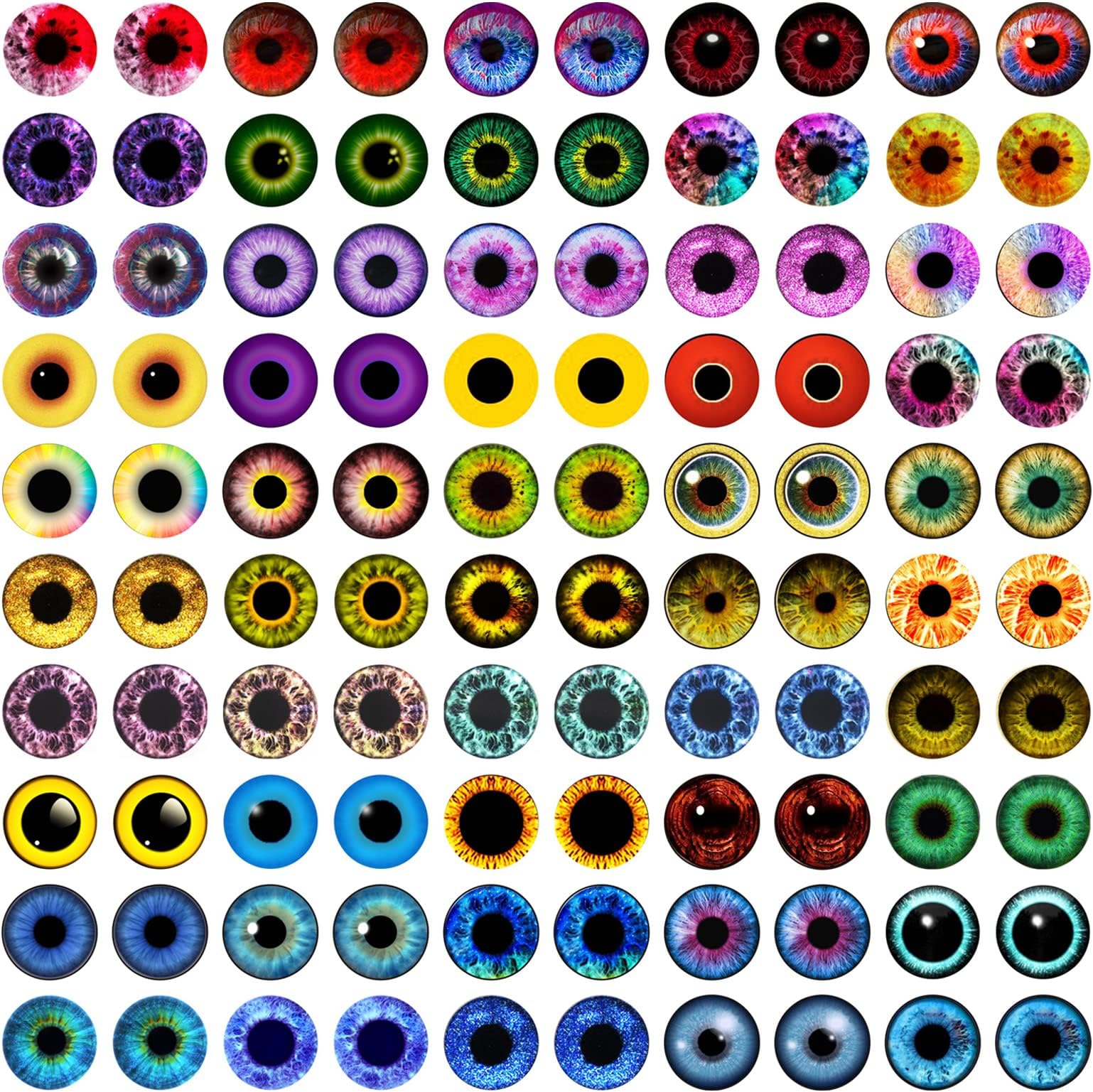 100PCS Assorted Dragon Eyes Glass Cabochon for Clay Doll Making Sculptures Props Craft DIY Findings Jewelry Making
