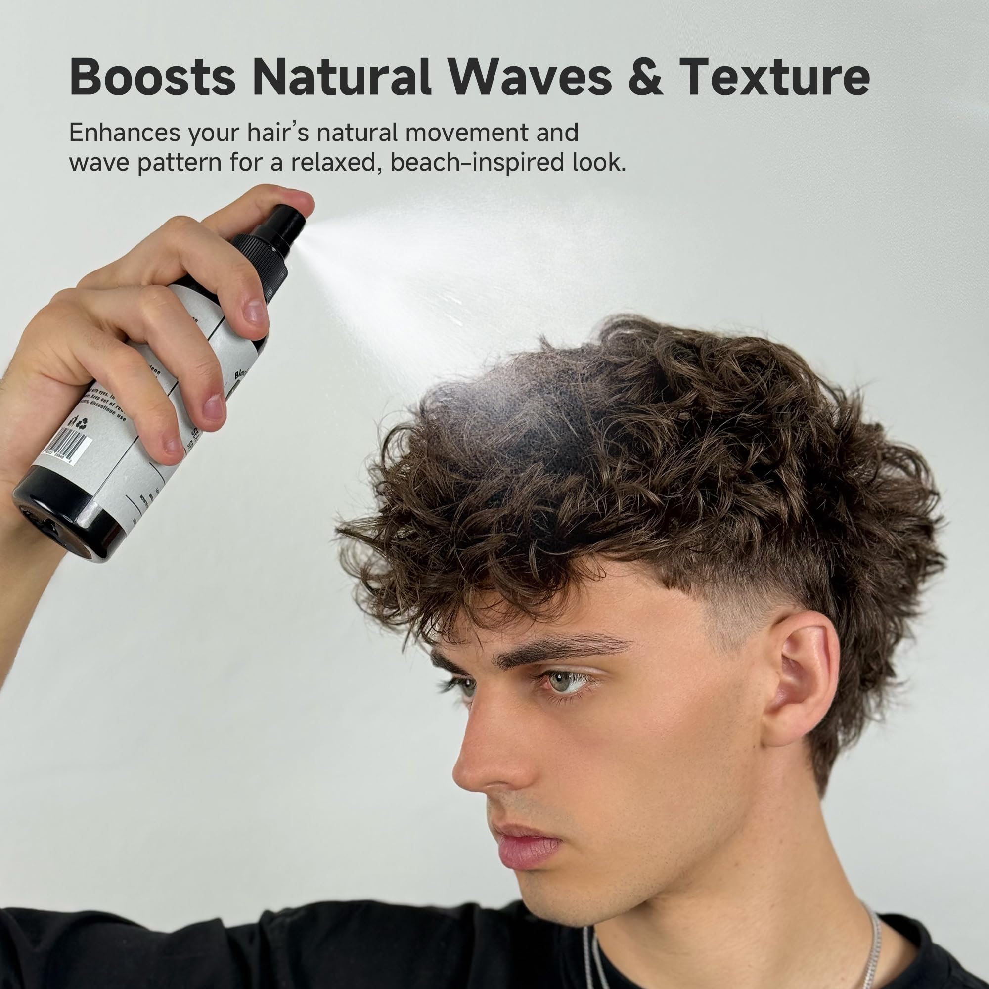 BlackMask Spray al Sale Marino per Uomo – Spray Texture Capelli Effetto Onde da Spiaggia con Finitura Opaca Naturale – Spray al Sale Marino per Styling dei Capelli Aggiunge Definizione, Volume e