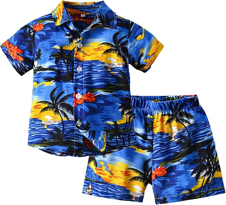 2Piece Toddler Baby Boy Shorts Sets Hawaiian Outfit,Infant