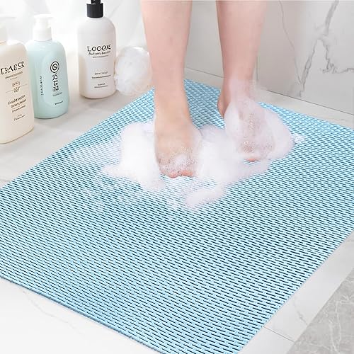 Miniatura 10 de Alfombrilla de ducha antideslizante: 35 x 24 pulgadas, extra grande para ducha interior, tapetes de ducha antideslizantes de PVC recortables, sin