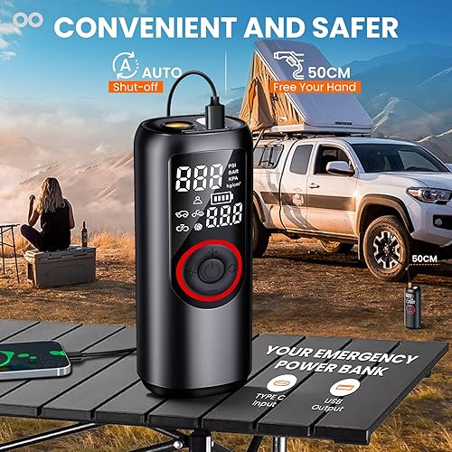 Miniatura 5 de Ozclub Compresor de aire portátil para inflador de neumáticos, 150 PSI, accesorios inalámbricos irrompibles para automóvil, bomba de aire eléctrica