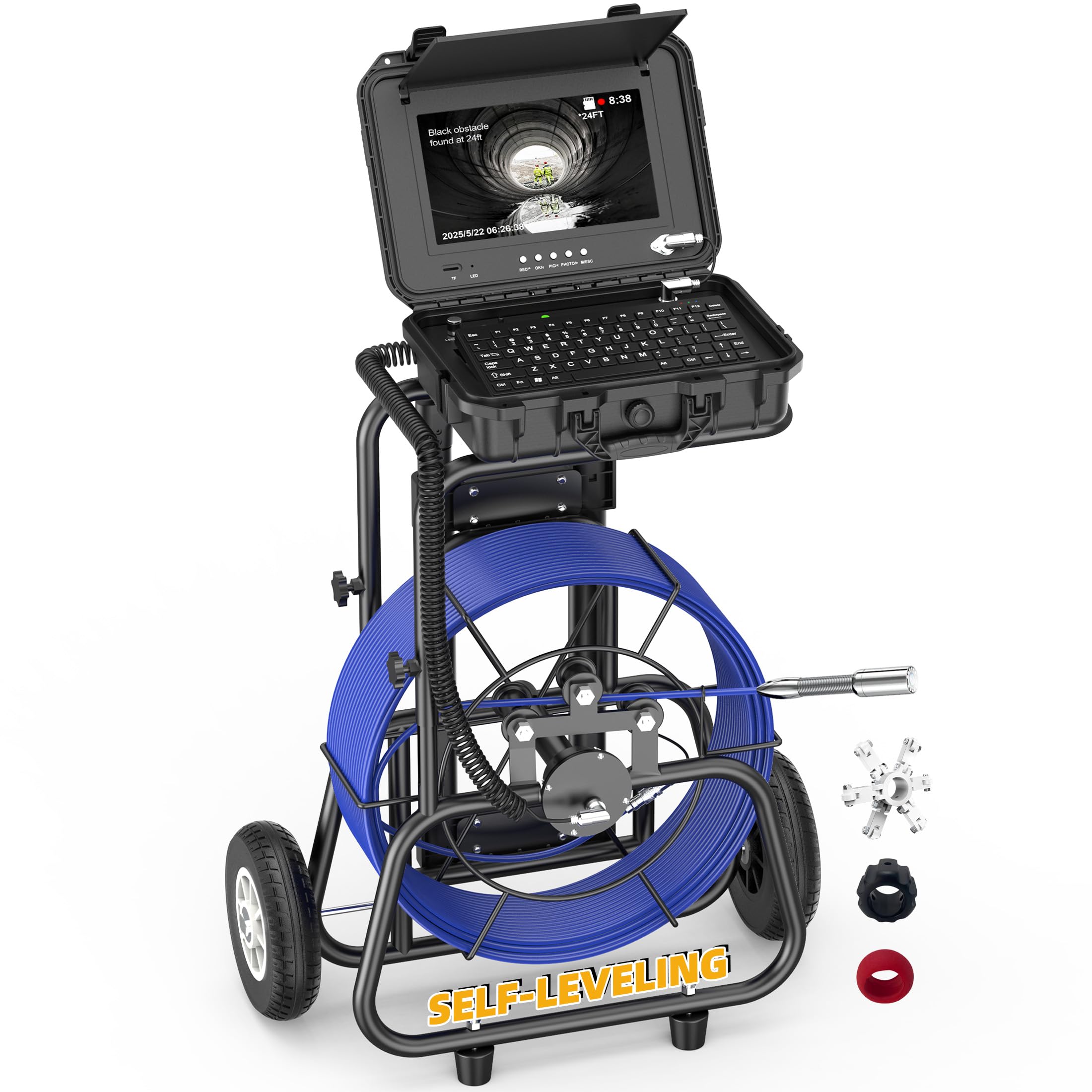 Sewer Camera with Self-Leveling, 10"HD Pipe Inspection Camera, Sewer Line Inspection, 7MM Cable 250Ft Pipeline Inspections Structural Defects,