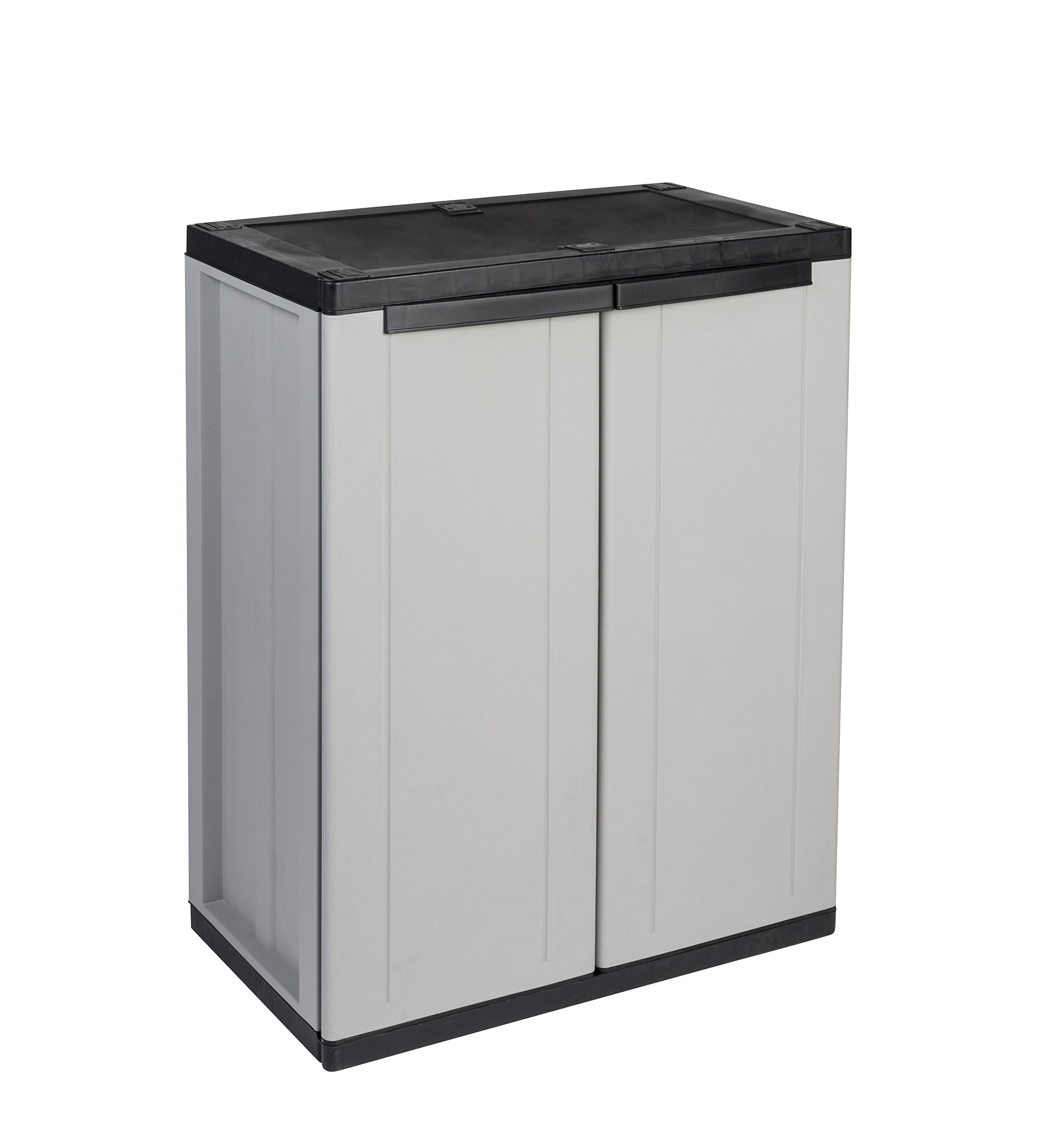 Kreher Kunststoffschrank Balkonschrank 2er-Set, grau, abschließbare Türen