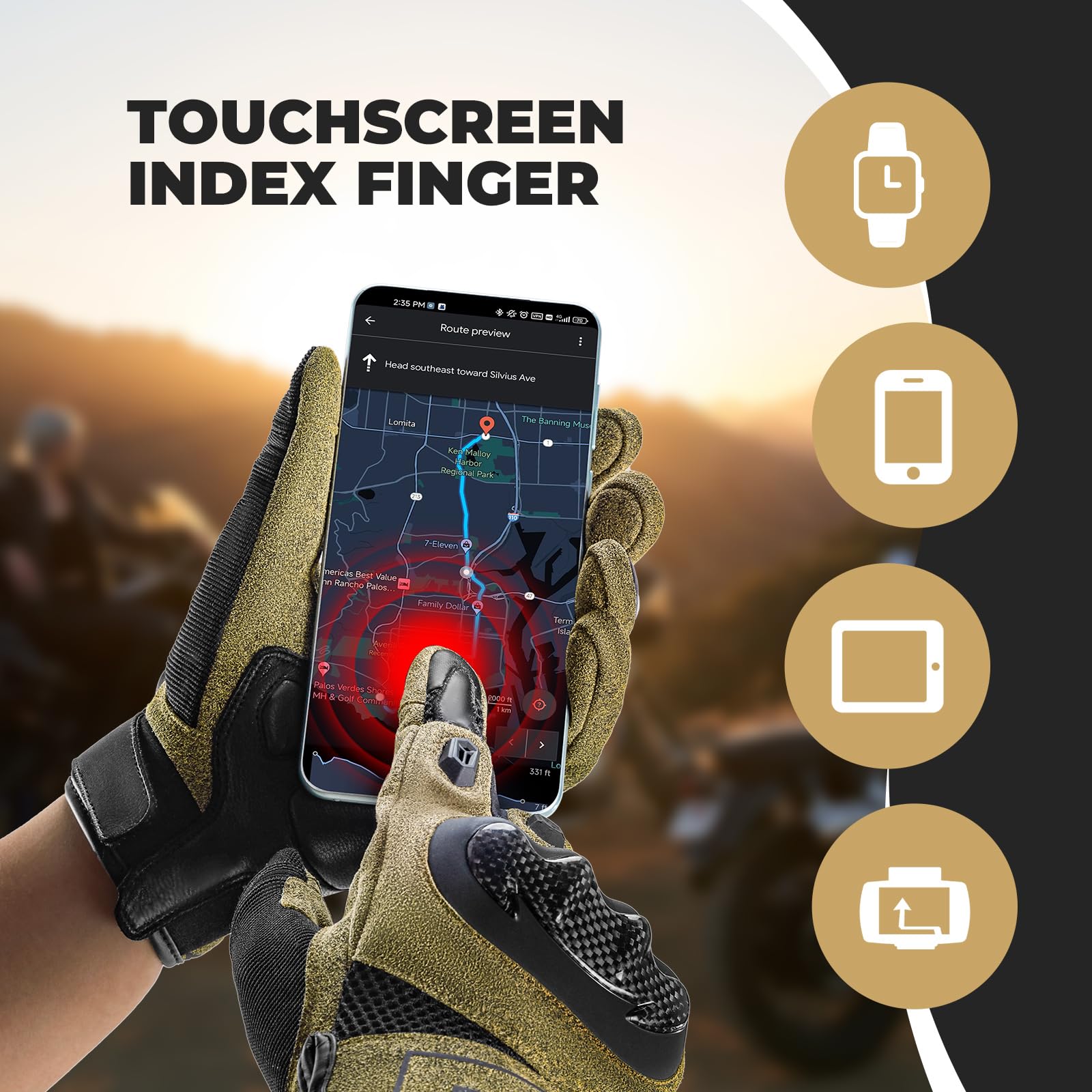 ROCKBROS Gants de Vélo Résistants aux Chocs Écran Tactile Réfléchissants pour Hommes et Femmes, Gants de Sport Tactiques pour Course, Randonnée, Escalade