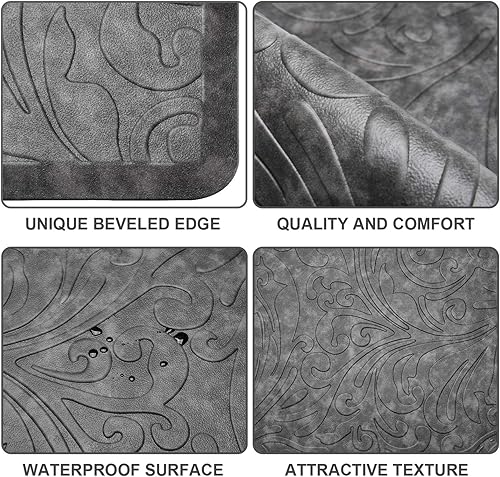 Miniatura 47 de KMAT Tapete de cocina acolchado antifatiga, impermeable, antideslizante, tapete ergonómico y cómodo para el hogar, oficina, fregadero, lavandería