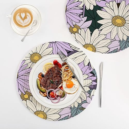 Miniatura 4 de 3 Pcs Trivet Tripod White Yellow Purple Daisy for Hot Pots and Pans 15in Cotton Thread Weave Heat Resistant Pot Holders for Hot Pot Kitchen