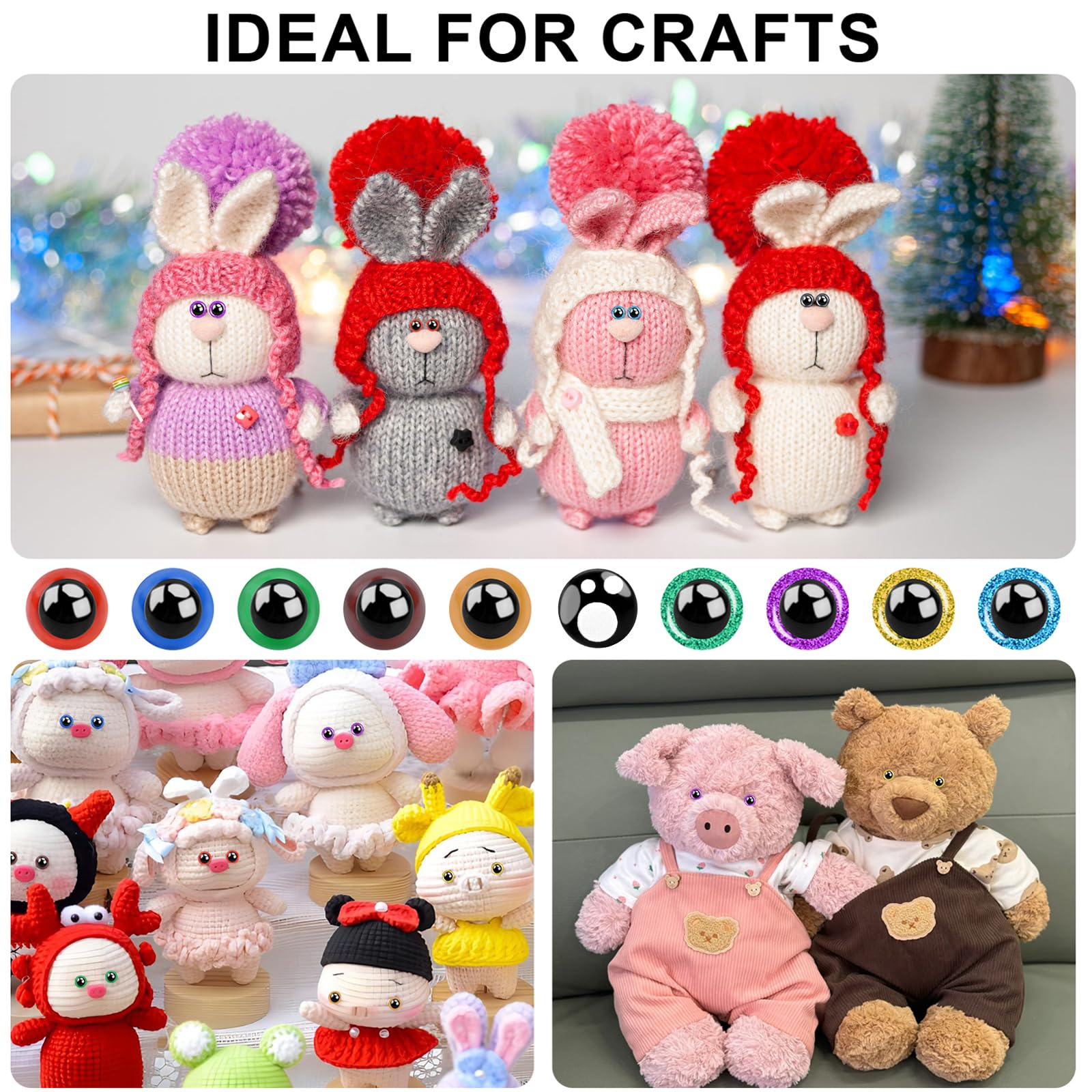32 Pièces Yeux De Sécurité 25mm Pour Animaux Au Crochet - Multicolores Avec Rondelles, Yeux 3D Plastique DIY