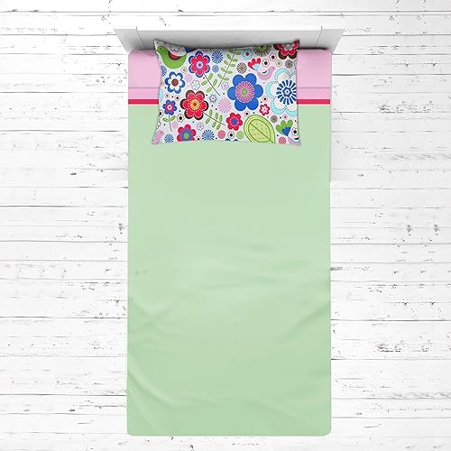 Bacati - Juego de sábanas de 3 piezas para niñas pequeñas, 100% algodón, incluye sábana bajera, sábana superior y funda de almohada para cama