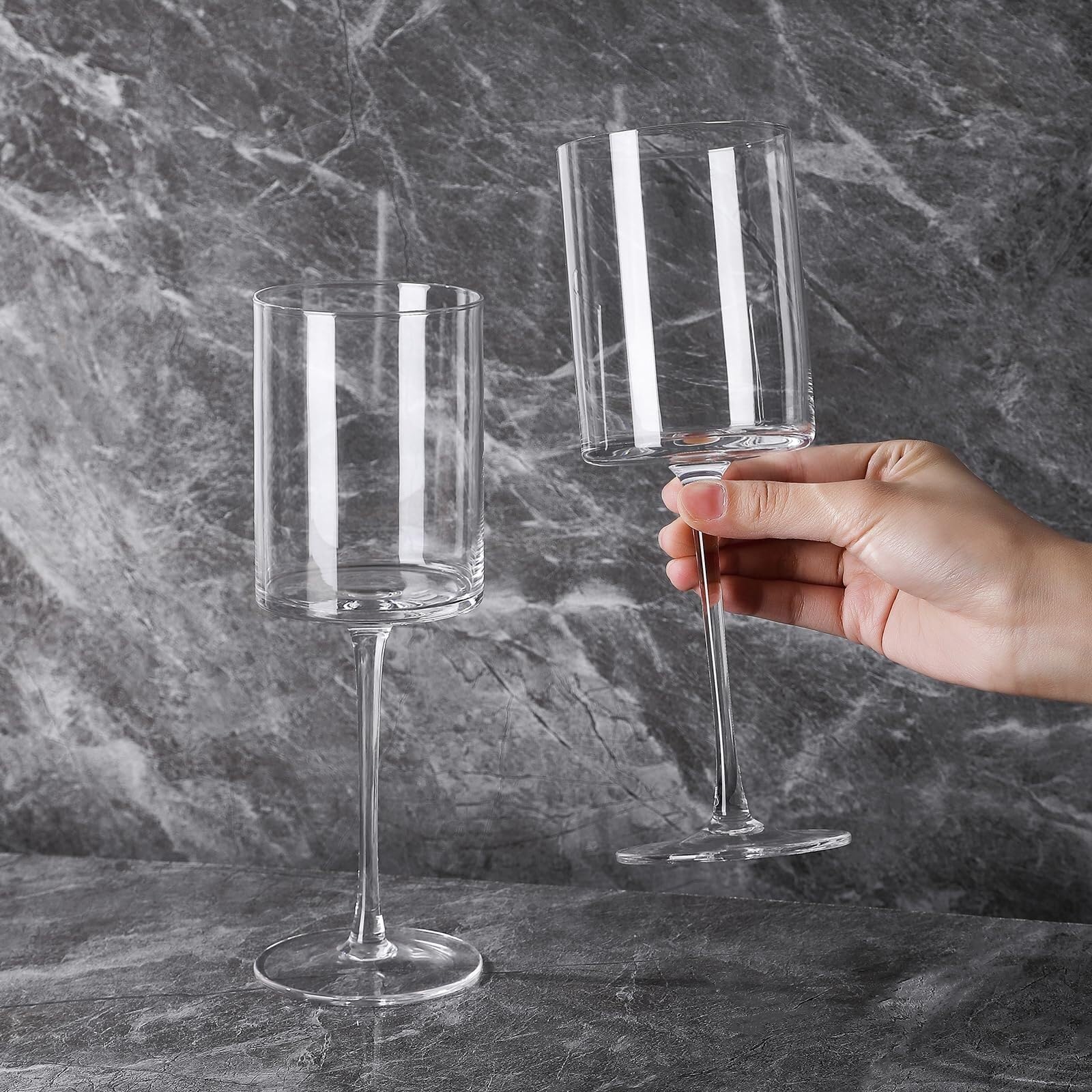 Set di 2 bicchieri da vino da 13 once, eleganti bicchieri in vetro soffiato a mano for vino rosso bianco, calici di alta qualità cristallini Bicchiere per bevande