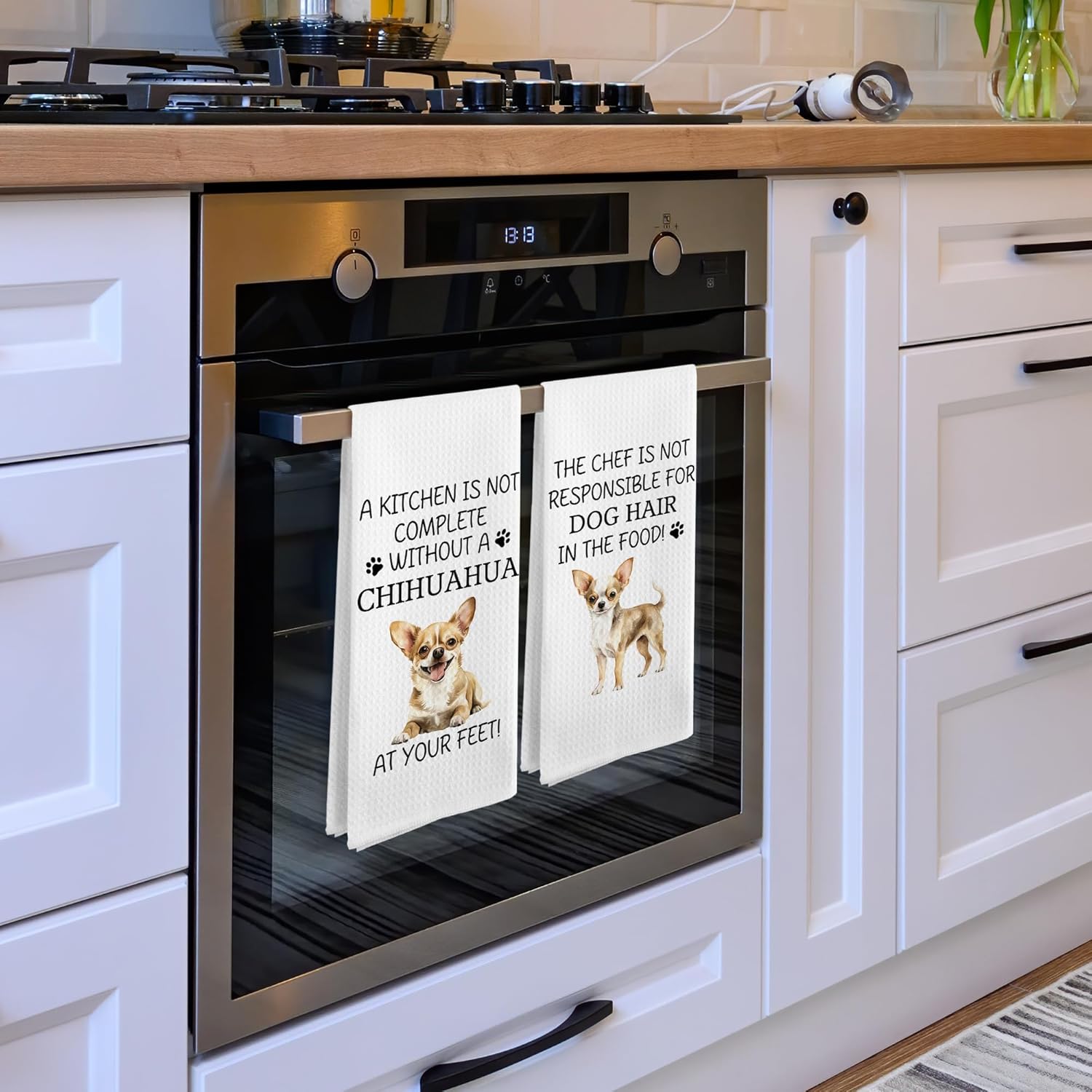 Chihuahua Gifts Kitchen Towels Set of 2, Chihuahua Gifts for Women Dish Tea Towels, Funny Dog Mom Dad Lovers Gifts for Women Men Owners Hand Towels, Funny Dog Kitchen Decor, 16x24 Inch - Image 5