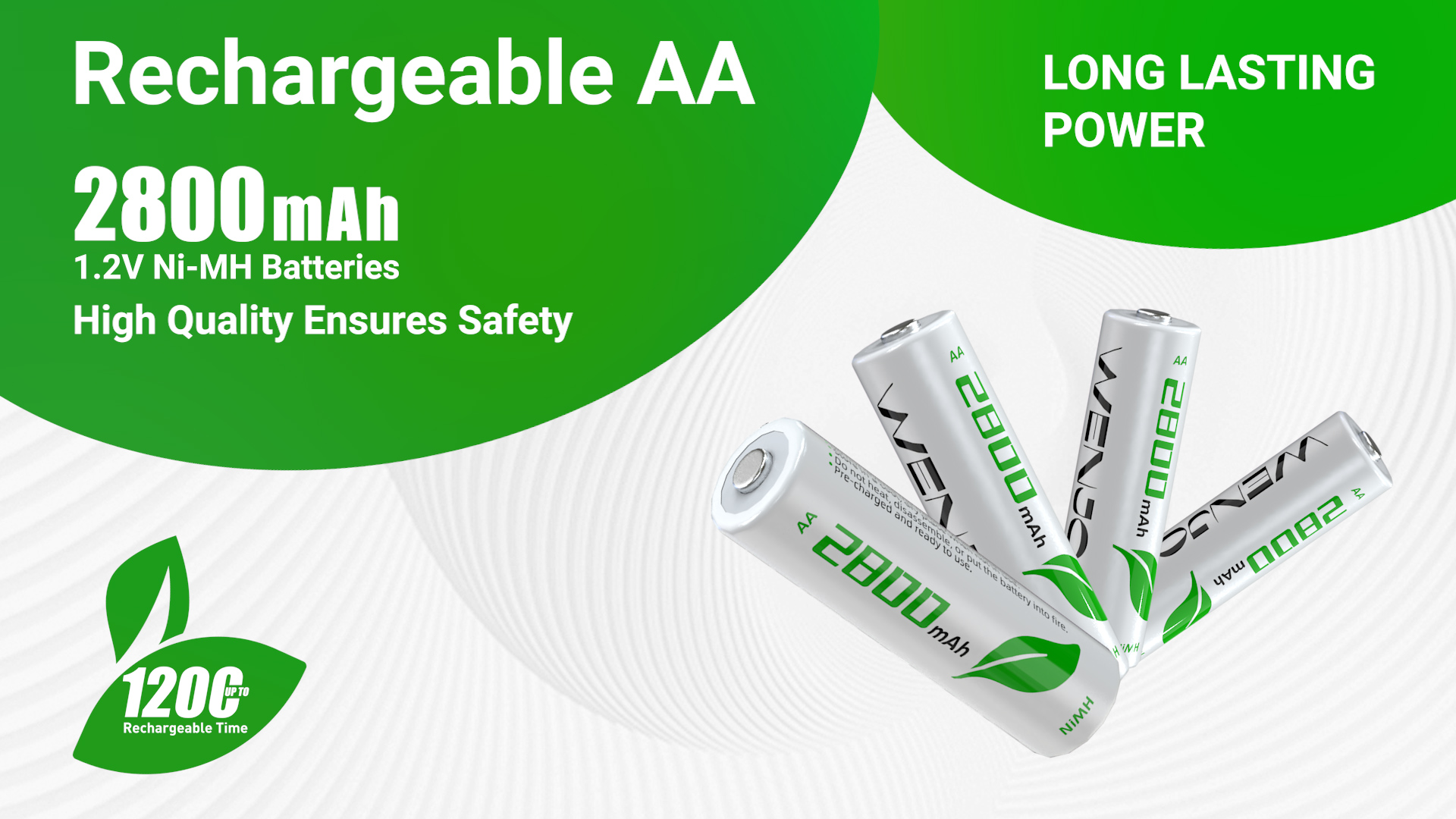 Amazon.com: WENJOOP Rechargeable AA Batteries 8Pack, 2800mAh High