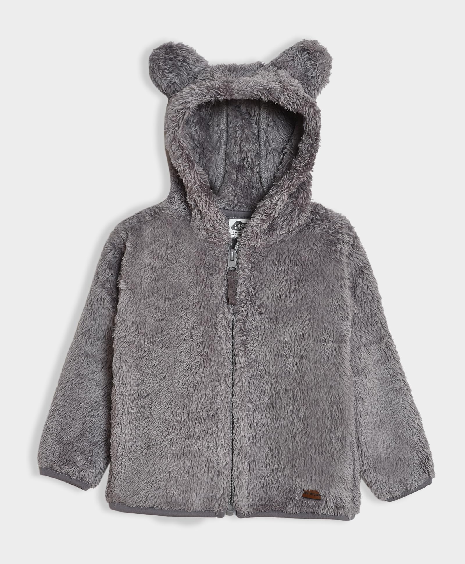Mi Arcus Flurry Hooded Grey Fullsleeves Jacket For Baby Kids Girl Boy Infants Toddlers Winter Wear 3-6 Months 1