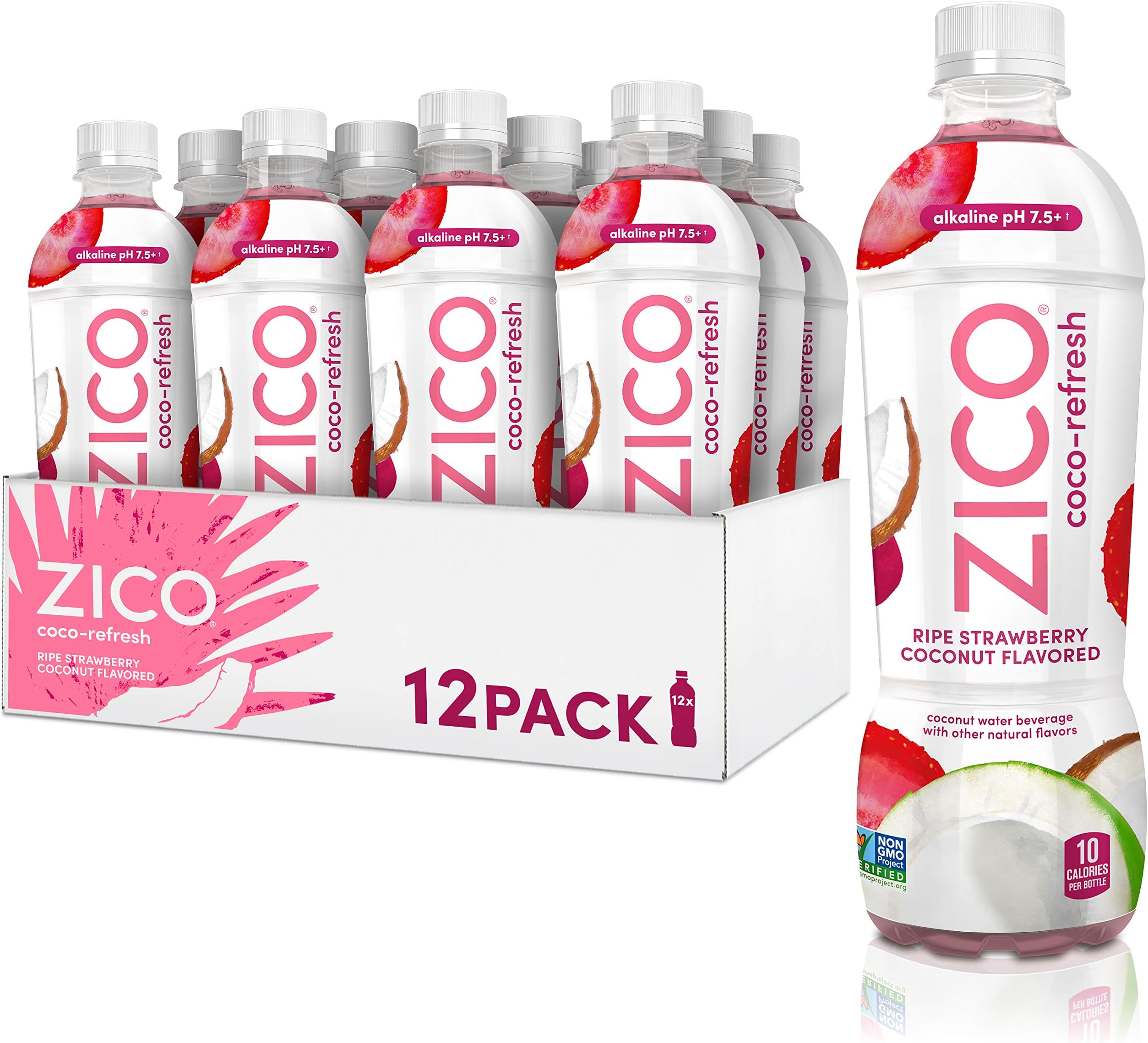 ZICO Coco-Refresh Ripe Strawberry Coconut Flavored, 16.9 fl oz (Pack of 12)