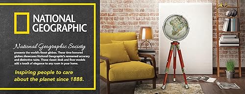 Miniatura 5 de National Geographic Eaton - Globo de suelo de 16 pulgadas de diámetro con patas ajustables y meridiano chapado en latón y accesorios