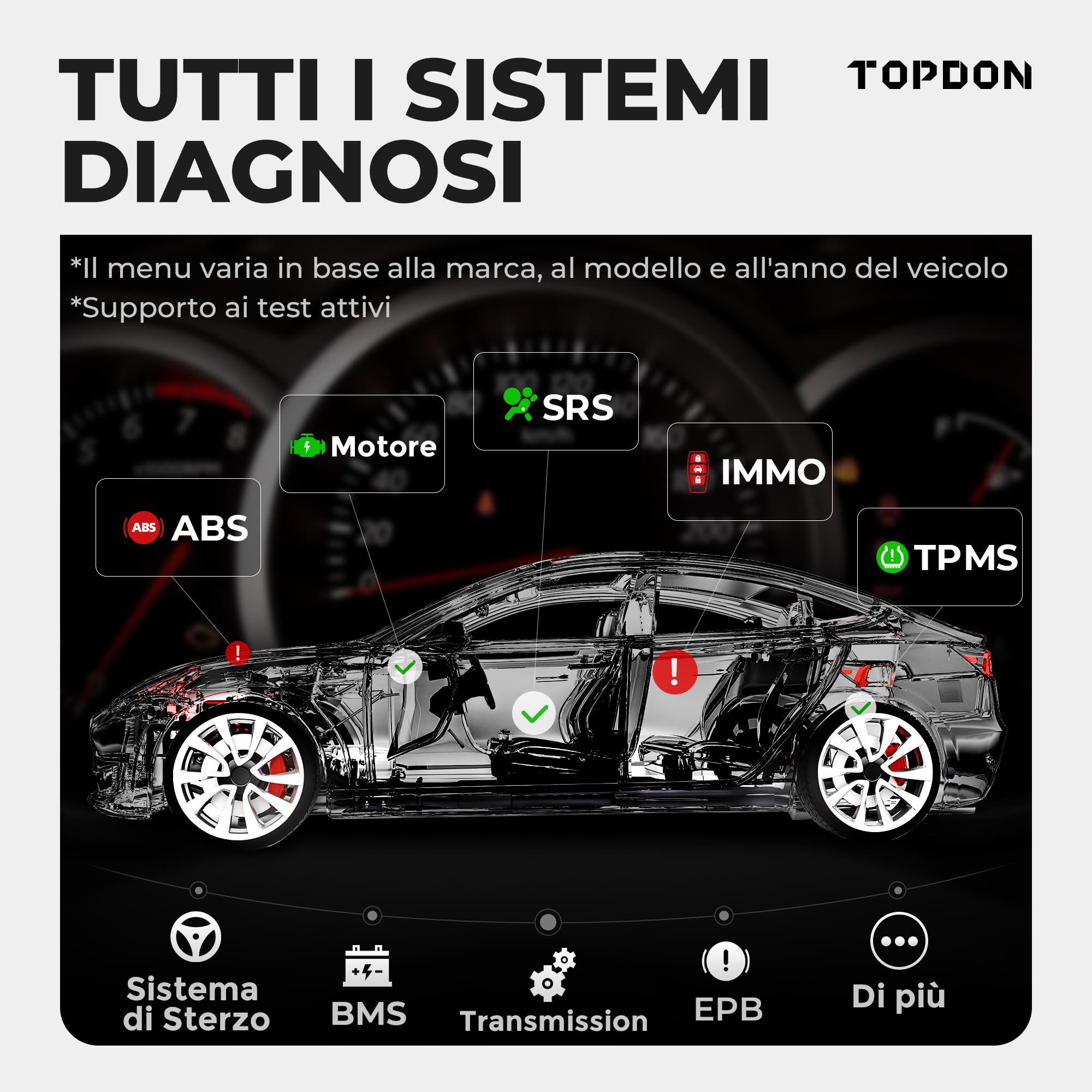 TOPDON ArtiDiag800BT 2 OBD2 Bluetooth Dispositivo diagnostico con tutte le diagnosi di sistema e 28 funzioni di servizio, Controllo Bidirezionale/Test Attivo, 2 Anni di Aggiornamenti Gratuiti