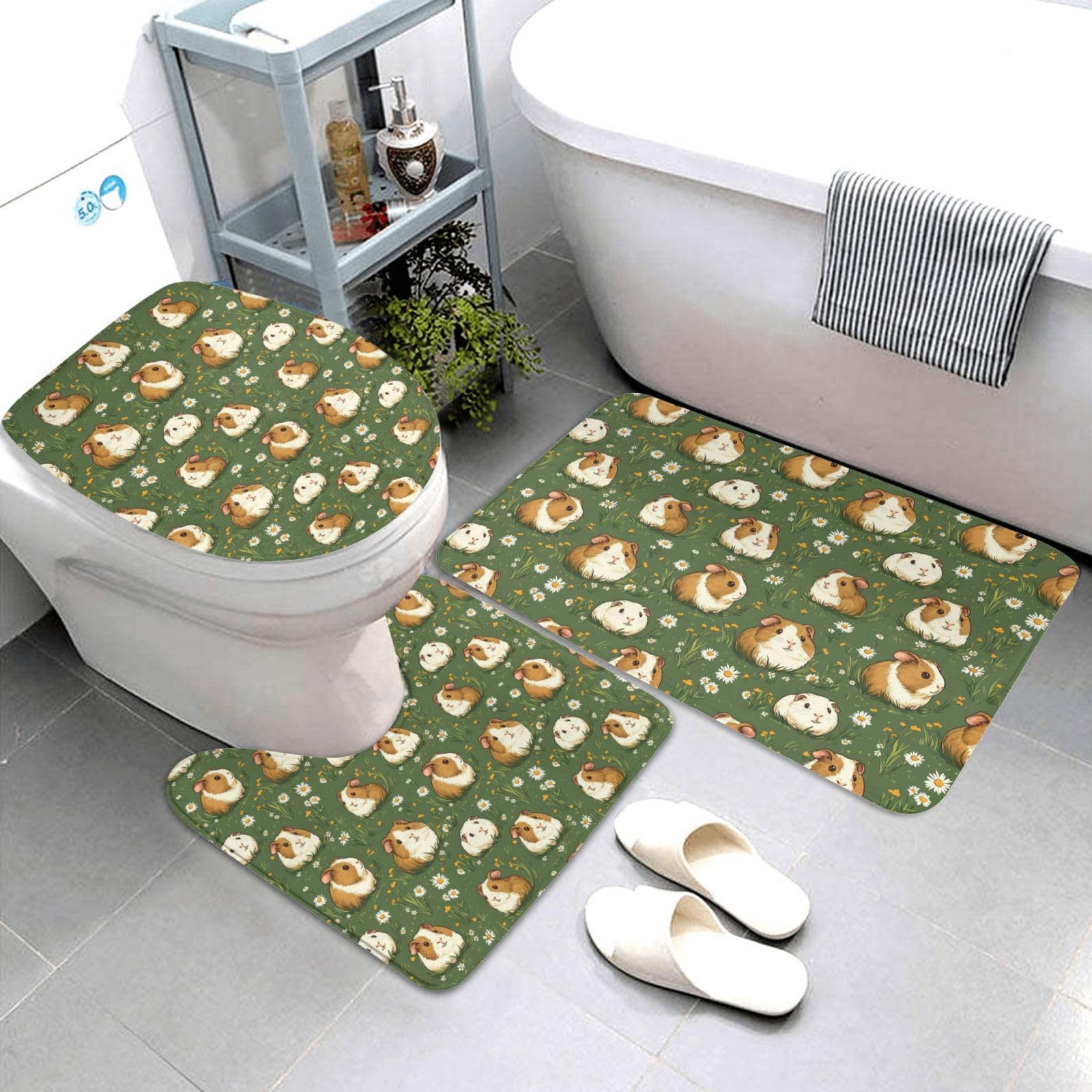 Tapis de salle de bain en forme de U doux pour baignoire et wc