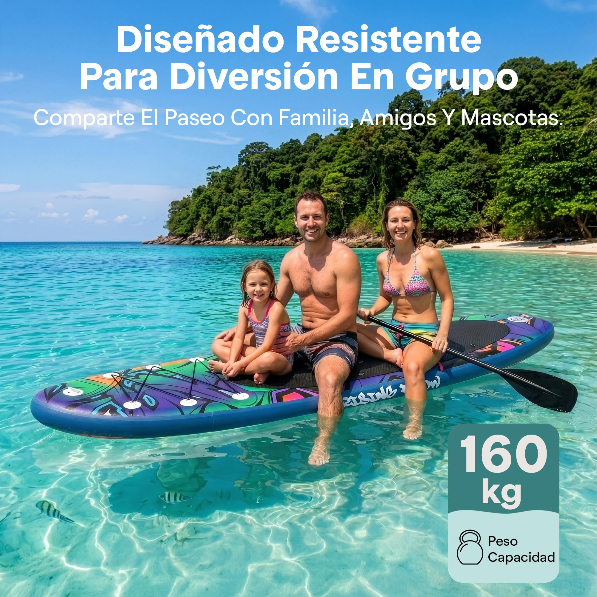 SereneLife tabla paddle surf hinchable, Paddle board, Cubierta antideslizante, Aleta inferior para remar, Estuche para guardar, Barco de pie para jovenes y adultos