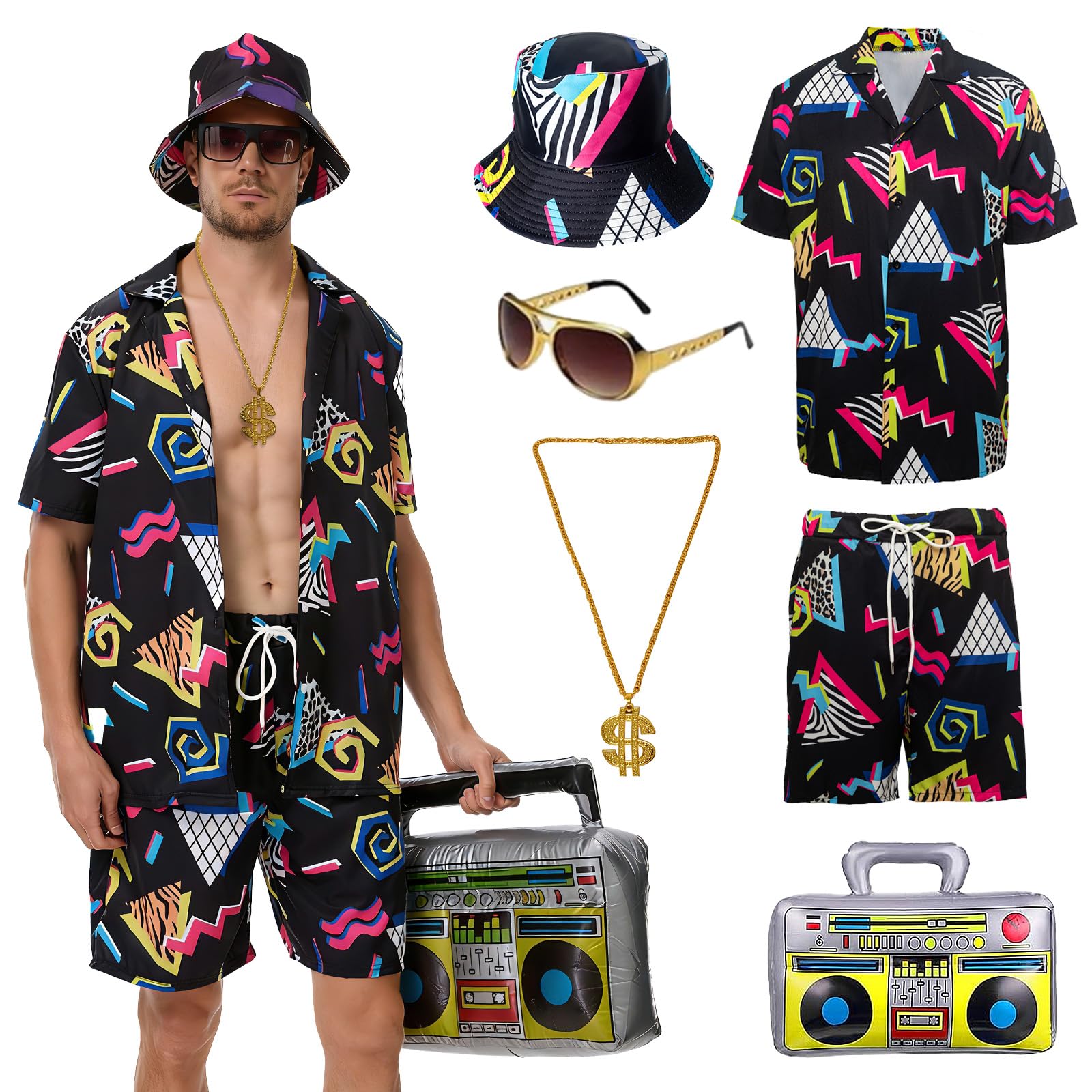 6 Pieces 80s Workout Costume for Men