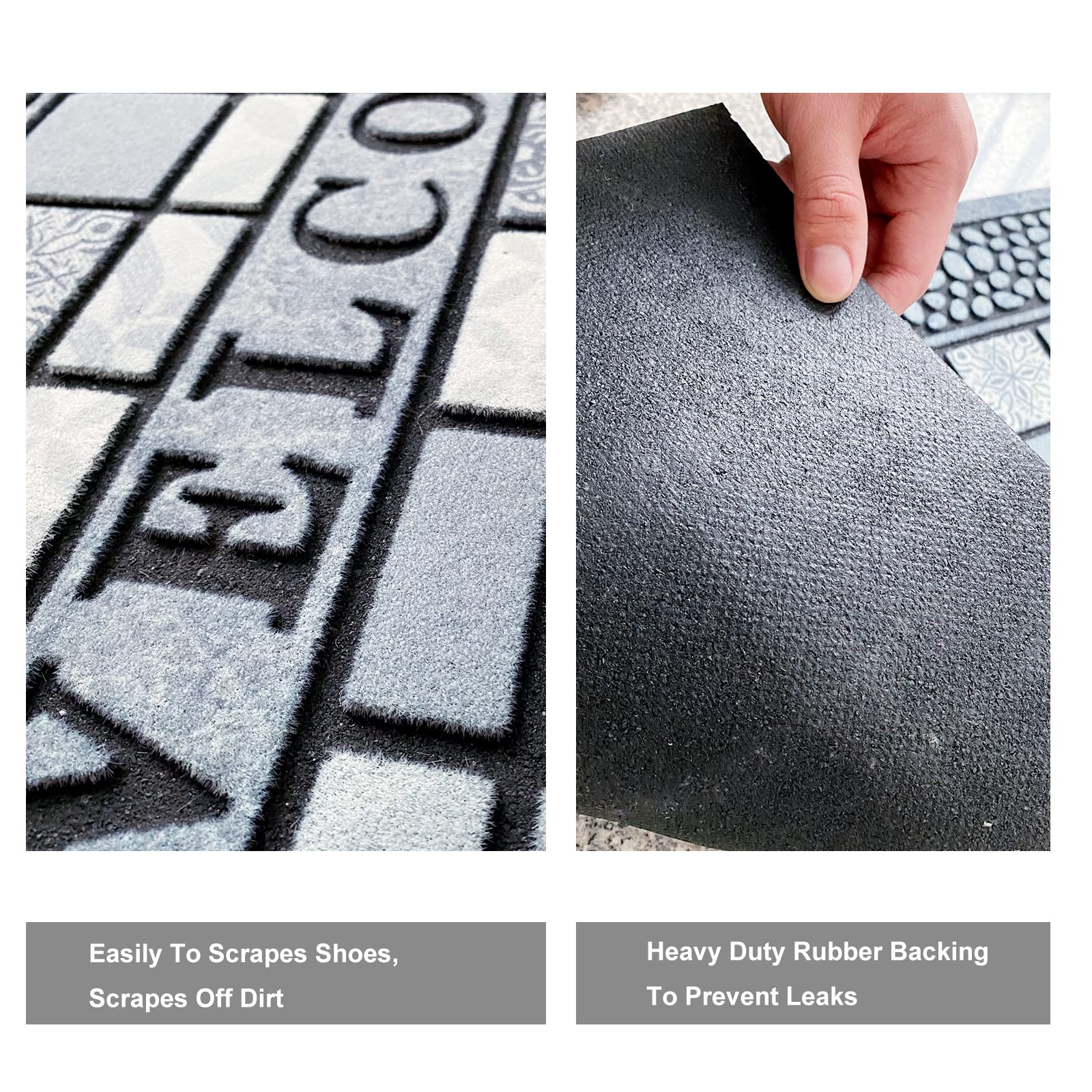 ANDSTAR Door Mat Welcome Mat 18x 30 Inch Entryway Door Mat Heavy Duty Non Slip Rubber Back Low Profile Doormat Entry Rugs Indoor Outdoor Entry Decoration for Home, Garage, Patio?1 Pc?