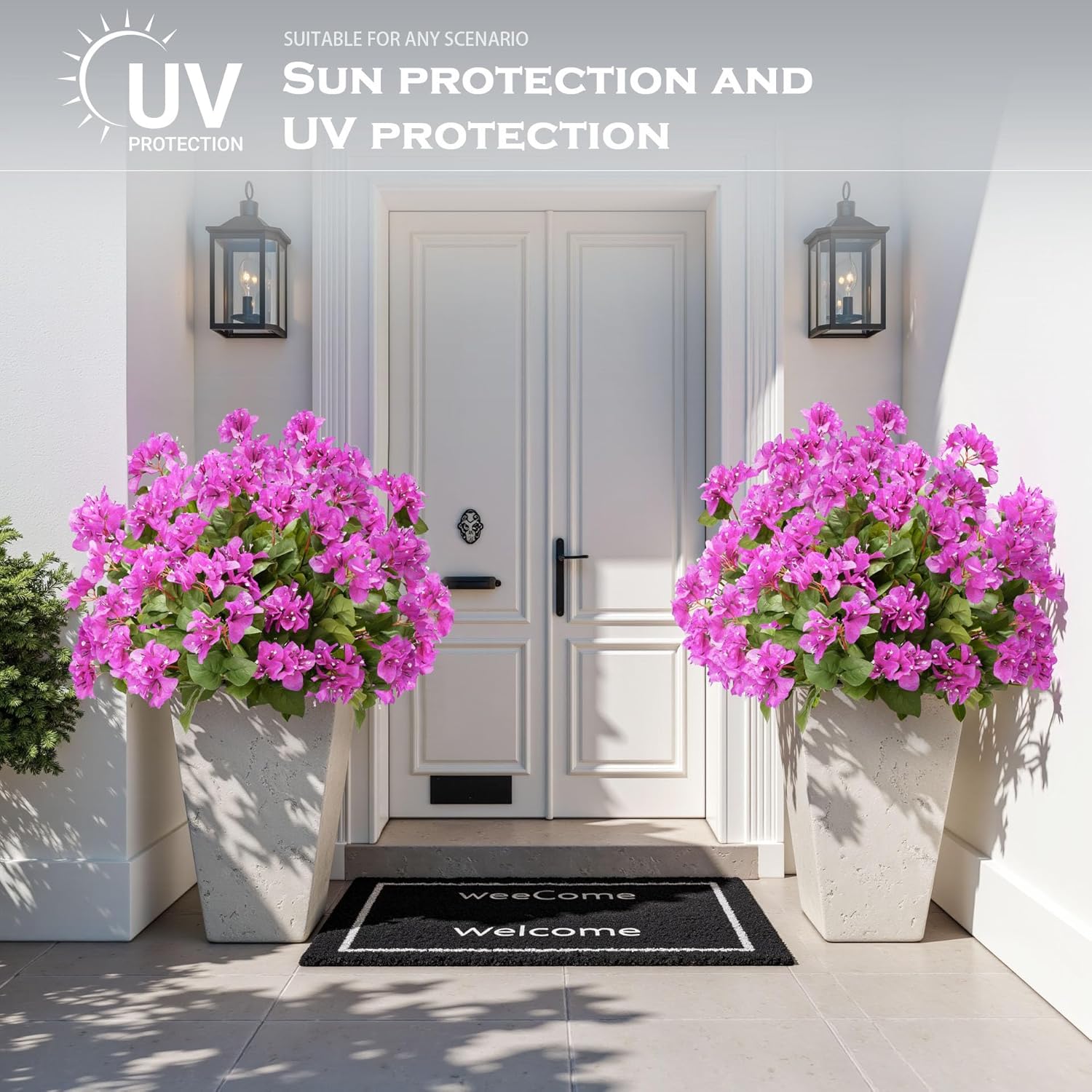 Bougainvillea Artificial Faux Bougainvillea Outdoor 4 Pack Fake Bougainvillea Hanging Flowers Artificial Bougainvillea for Indoor Home Porch Garden Decor Spring Flowers No Vases(Light Purple)