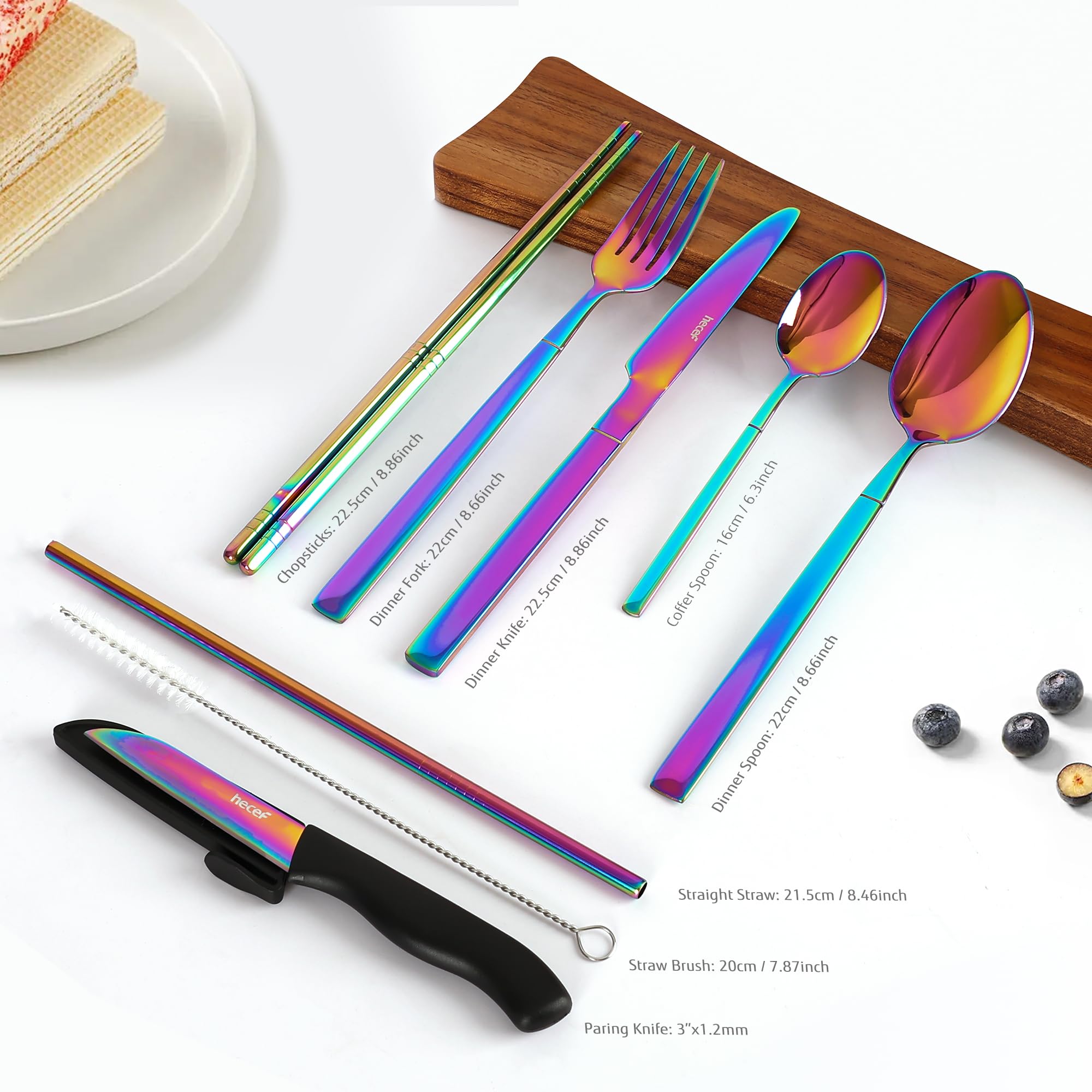 hecef Reusable Stainless Steel Travel Cutlery Set including Case - Image 2