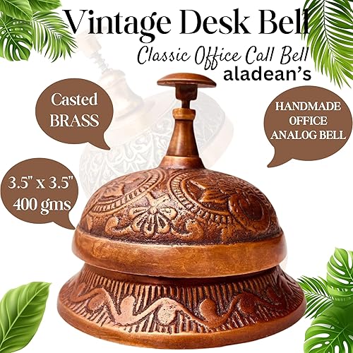 Miniatura 2 de Campana de escritorio vintage de latón  1 campana de llamada estilo victoriano para servicio de mesa, campanilla de cena, escuela, hogar, oficina