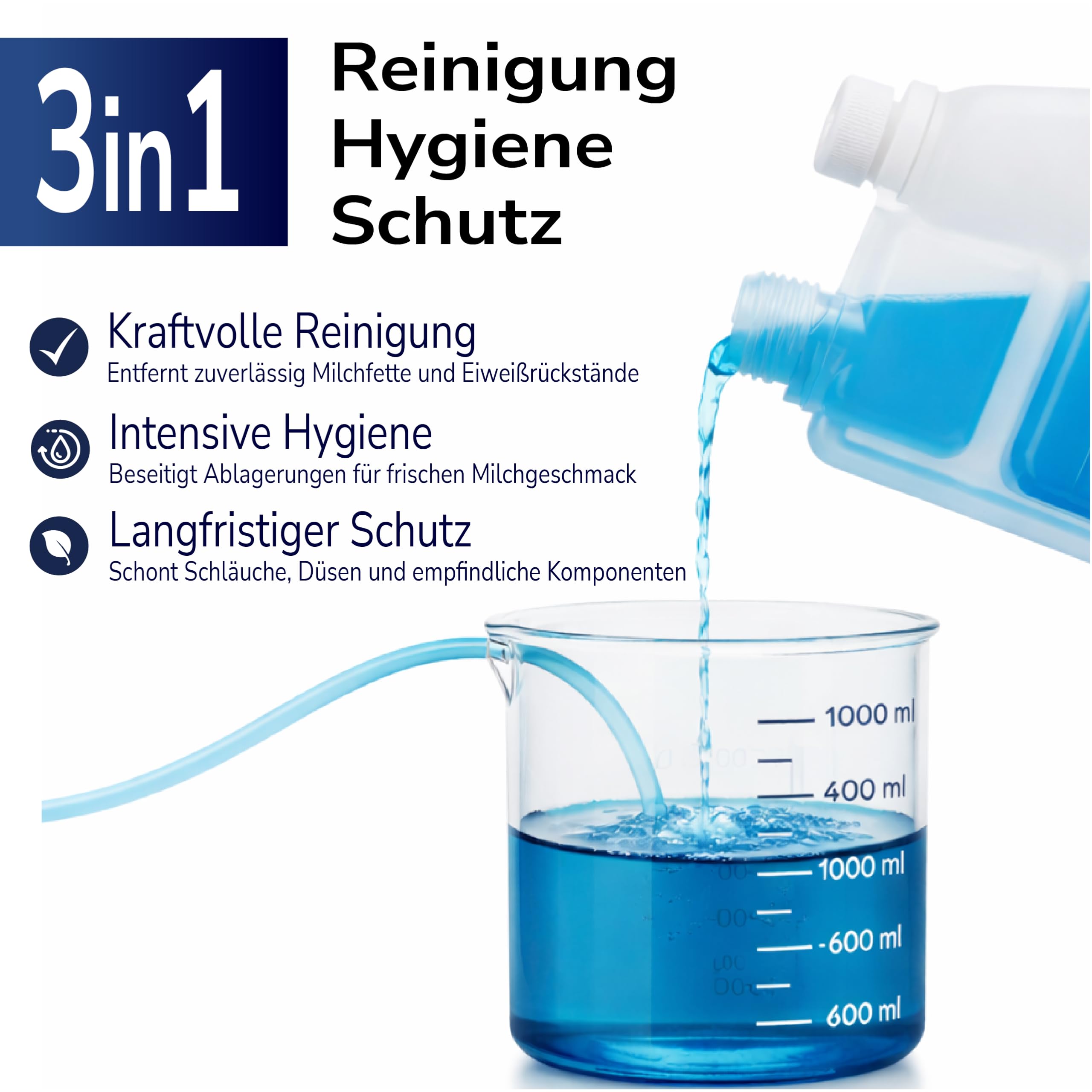 Milchsystemreiniger für Kaffeevollautomaten – 6x 1000ml - kompatibel mit allen Marken & Geräten – professionelle Reinigung – (6000 ml)