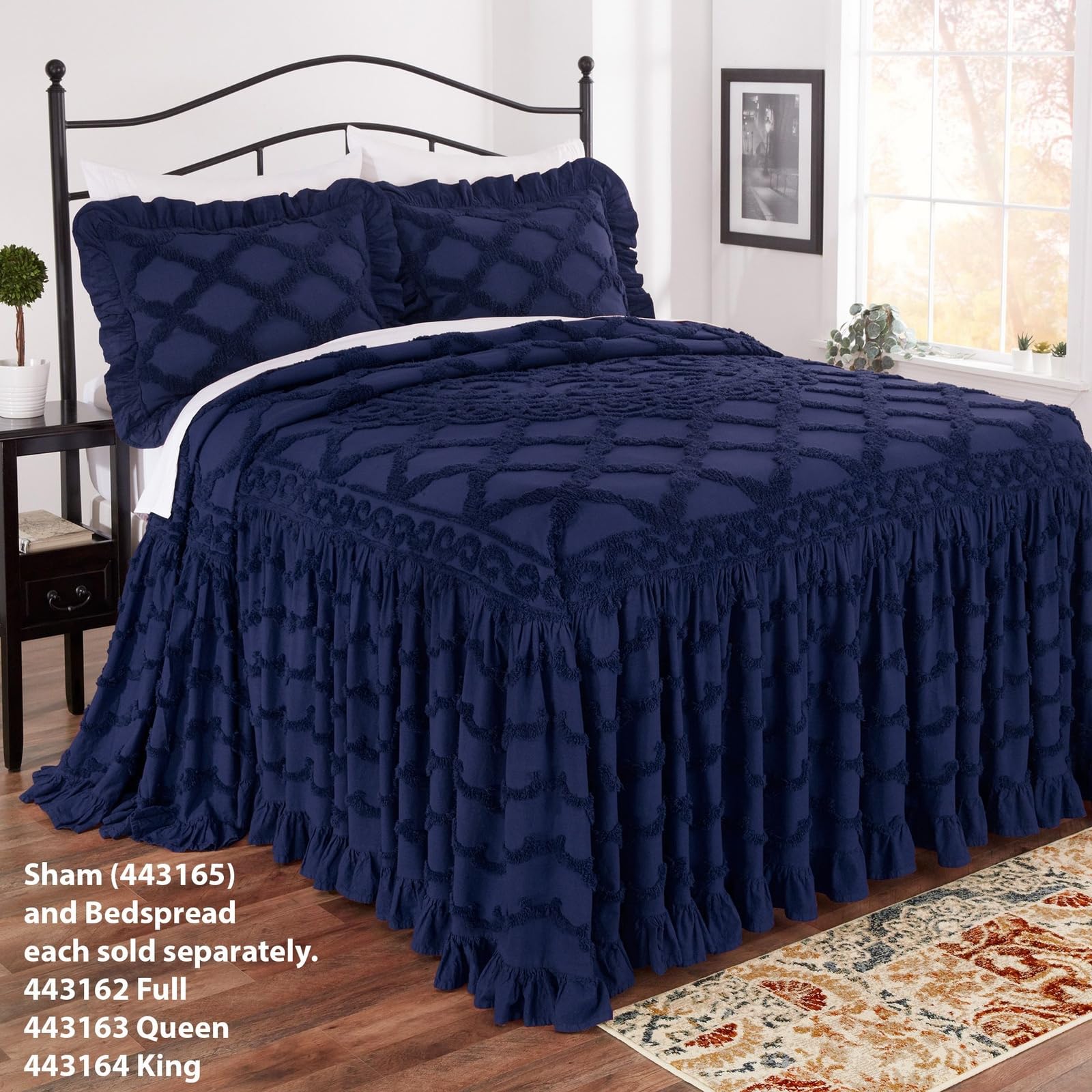 Direct Home Textile Group Marissa Chenille Sham Standard Cotton Navy