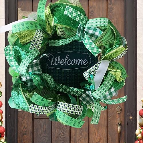 Miniatura 2 de Corona del día de San Patricio para puerta delantera decoración de corona de trébol del día de San Patricio guirnalda colgante para jardín al aire
