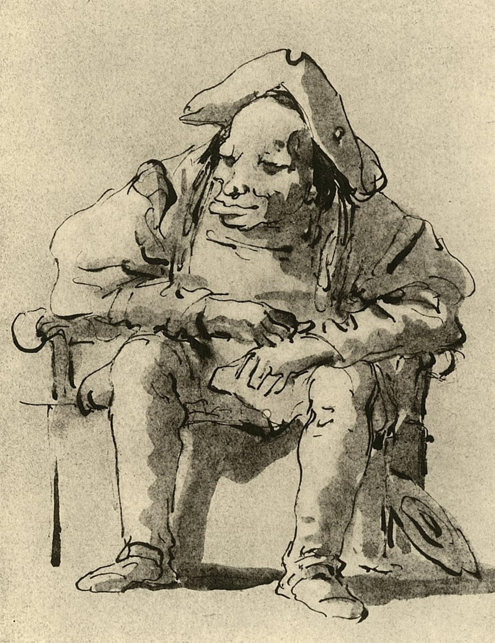 POSTERIIk Famous Print Pop Art Wall Art Graffiti Caricature of a Man Seated by Battista Tiepolo Art Prints for Home Decor 60x90cm