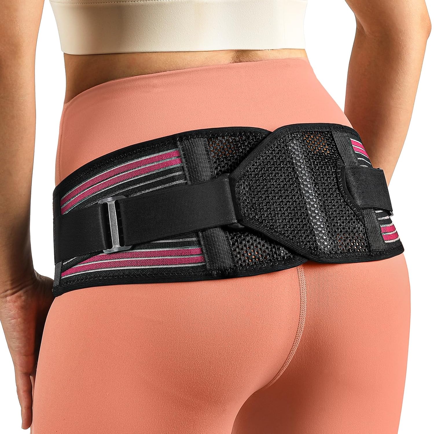 X-Shape Hip Brace – SI Joint & Sacroiliac Support Belt for Sciatica Pain Relief, Postpartum Recovery, Pelvic Stabilization – Breathable Two-Panel Design with 4 Silicone strips (Adjustable, L)